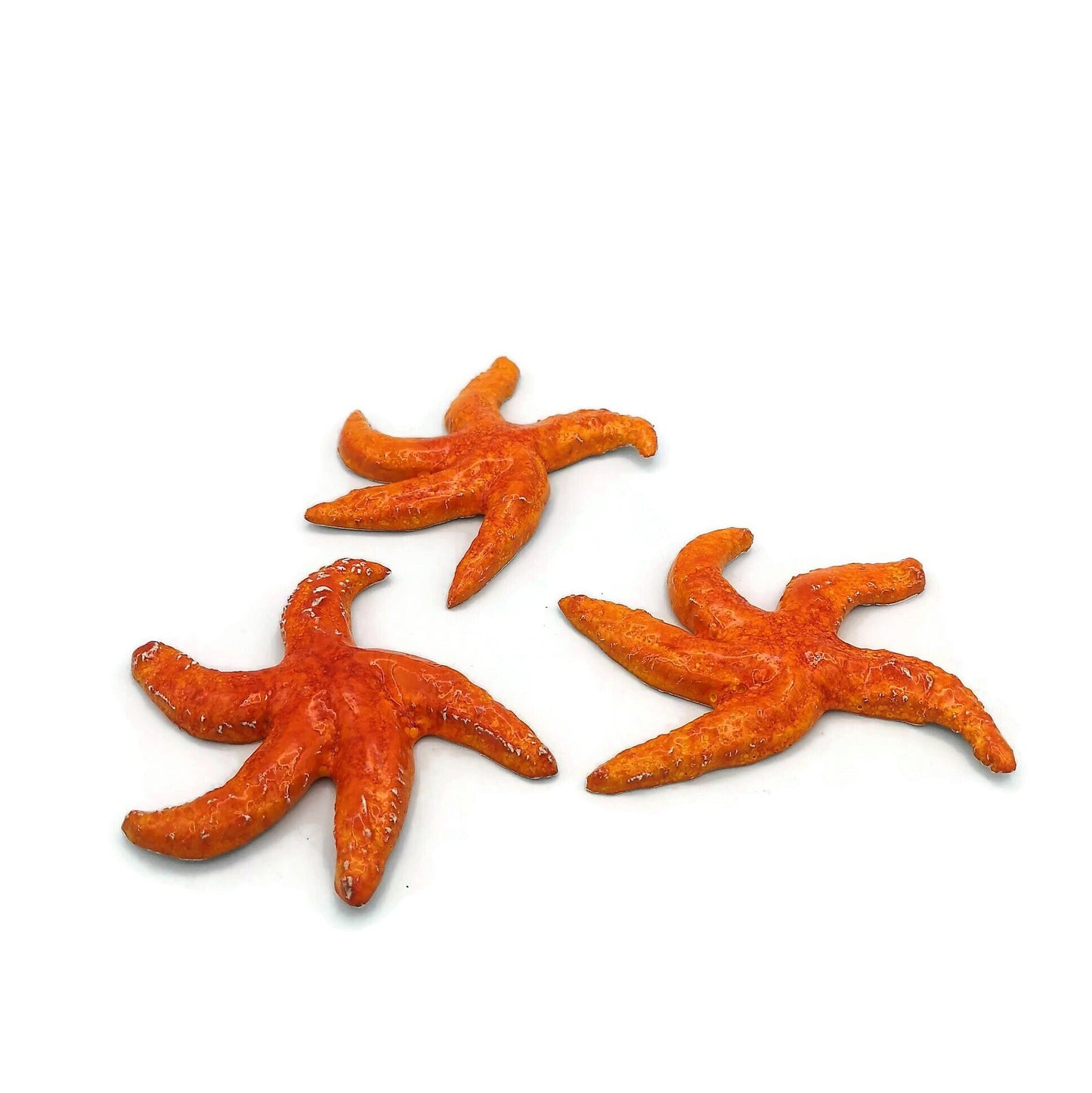 1Pc Handmade Ceramic Starfish Tile, Orange Coastal Wall Decor For Swimingpool Aquarium or Fish Tank, Beach Lover Gift for Women - Ceramica Ana Rafael