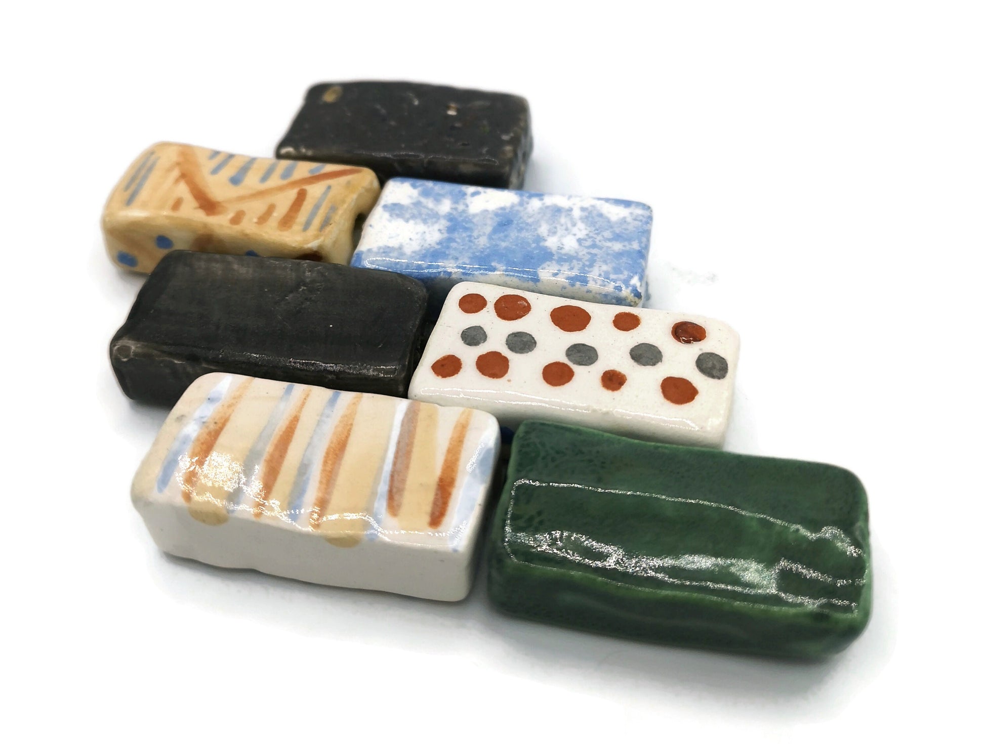 Handmade Ceramic Beads, Set Of 7 Assorted Clay Beads For Jewelry Making, Best Sellers Pendant Necklace, Unique Unusual Jumbo Beads Large - Ceramica Ana Rafael