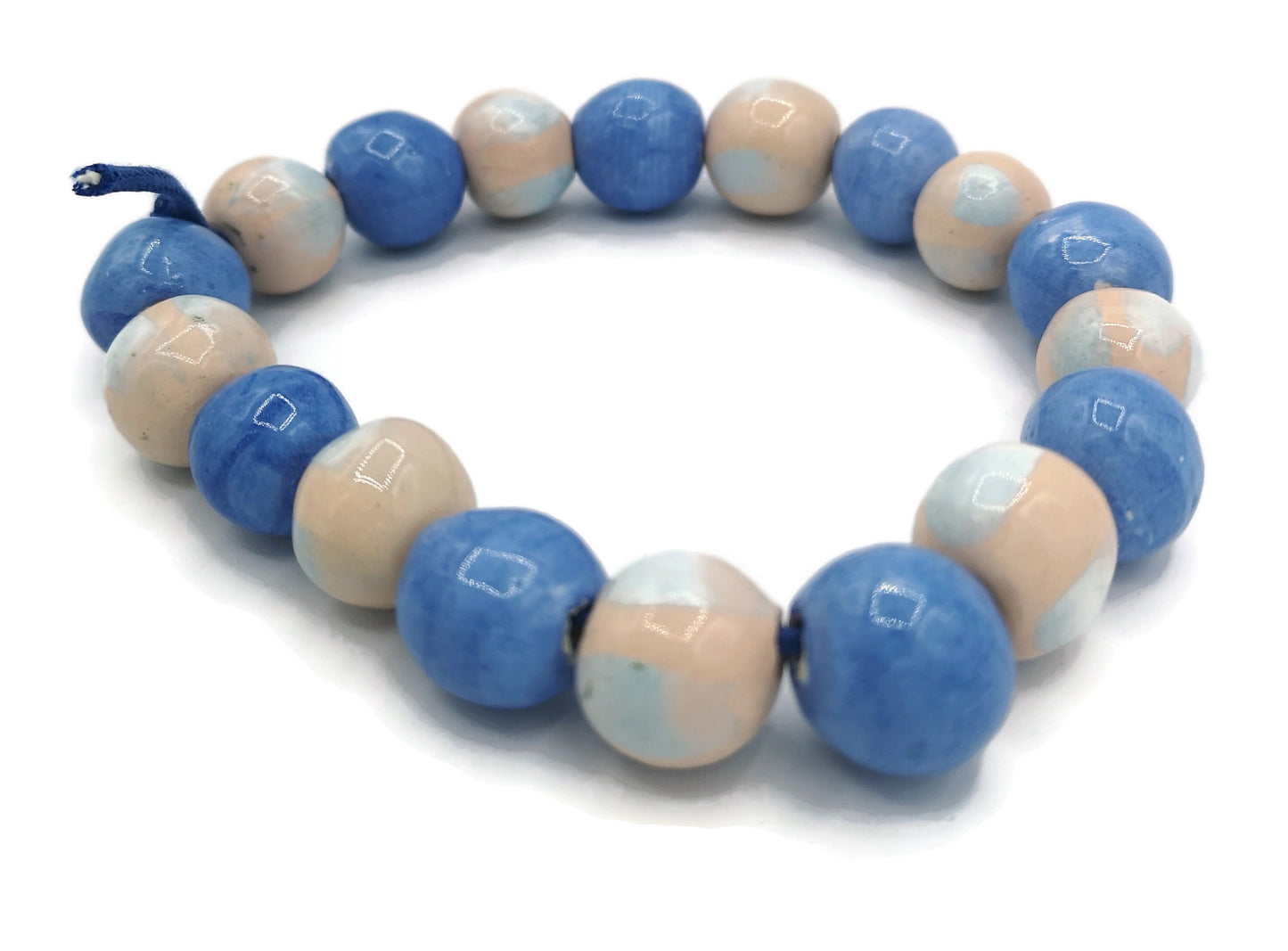 Handmade Ceramic Beads For Jewelry Making, Set Of 18 Mixed Decorative Round Shape Pastel Beads For Crafting, Assorted Beads Unique - Ceramica Ana Rafael