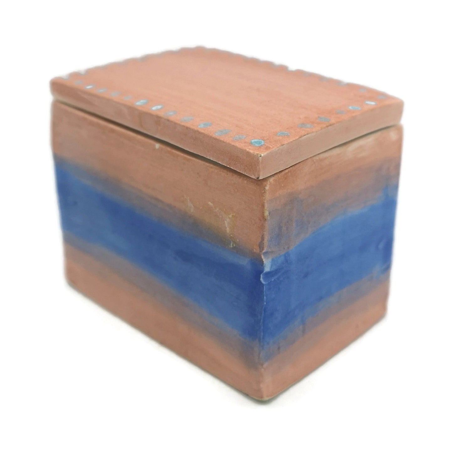 Handmade Ceramic Rectangle Jewelry Box For Women, Hand Painted Pink And Blue Trinket Box For Her, Custom Gifts For Women Who Has Everything - Ceramica Ana Rafael