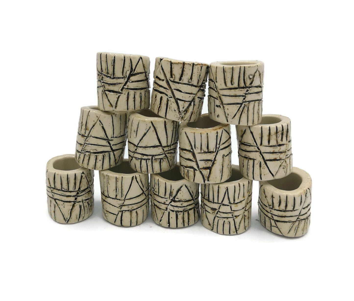 1Pc Macrame Beads Large Hole, Handmade Ceramic Tube Beads, Rustic Dread Beads for Men, Best Sellers Oversized Beads Trending Now