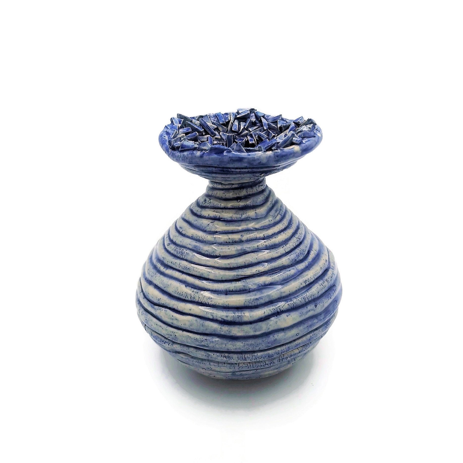 Textured Ceramic Bud Vase, Irregular Shape Handmade Stoneware Pottery, Unique Flower Vase Best Gifts For Him, Sculptural Boho Large Vase - Ceramica Ana Rafael