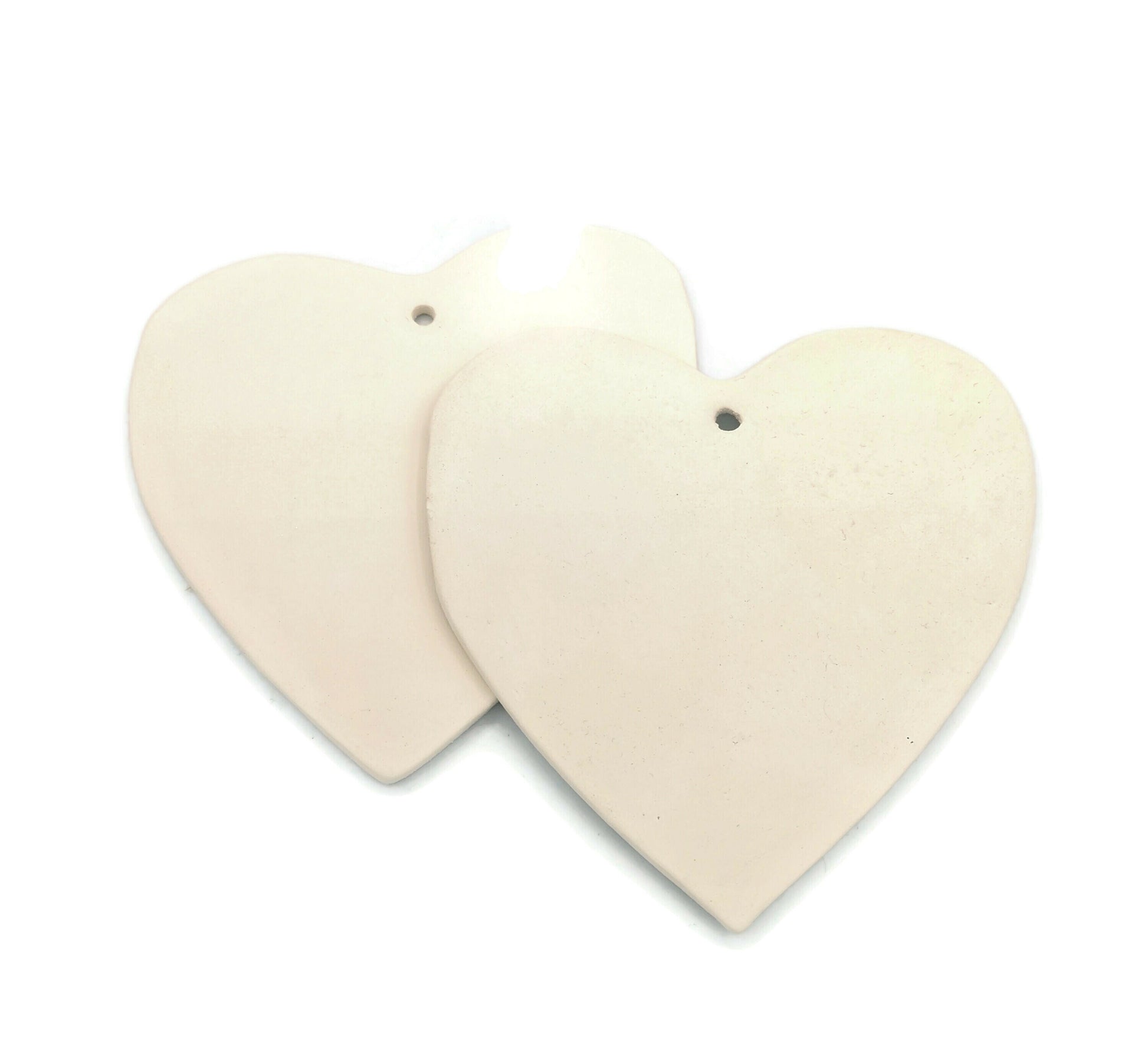 2Pc blank ceramic heart ornament, craft kits for adults, unpainted ceramic bisque ready to paint, best sellers cute DIY gifts for mom - Ceramica Ana Rafael
