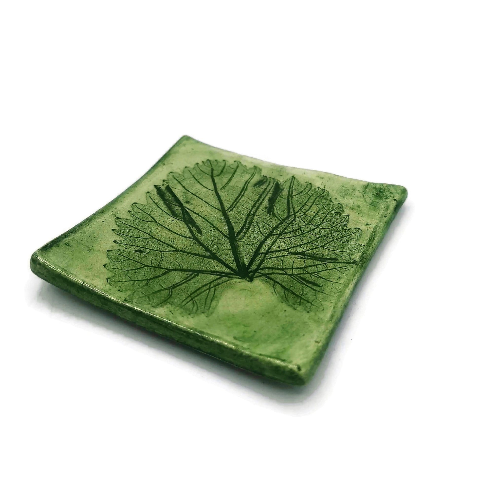 Ceramic candle holder, tealight holder, clay trinket dish, jewelry dish, square tea bag holder, small unique wedding favors - Ceramica Ana Rafael