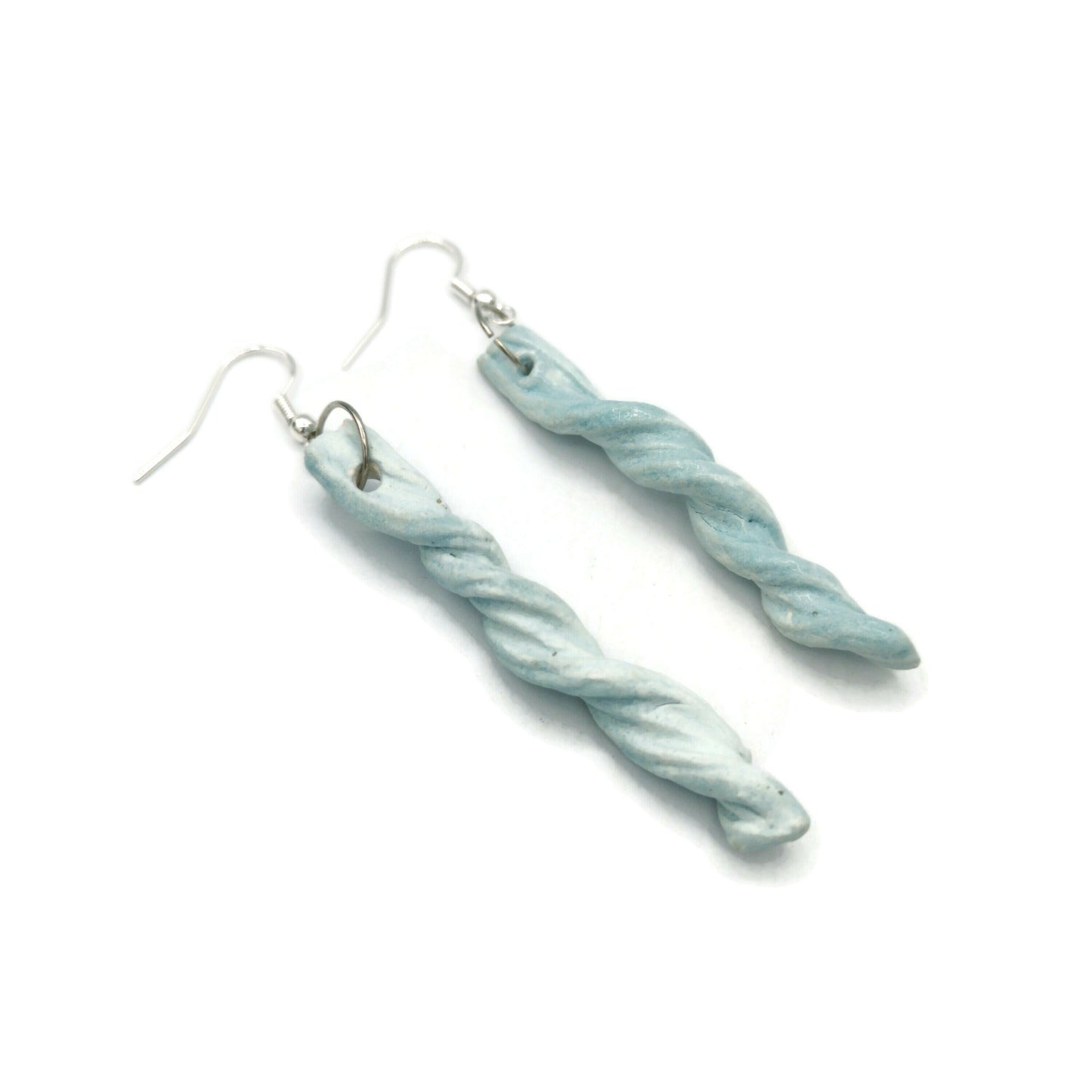 Handmade Ceramic Long Earrings Turquoise Blue With Sterling Silver Ear Wire, Boho Drop Earrings, 9th Anniversary Gift For Wife - Ceramica Ana Rafael