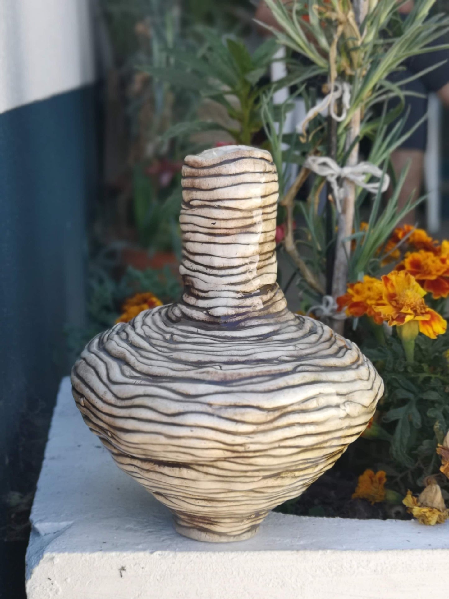 Handmade Pottery Sculptural Bud Vase, Decorative Objects Best Gifts For Him, Organic Ceramic Vase Textured, 9yh Anniversary Gift For Wife - Ceramica Ana Rafael