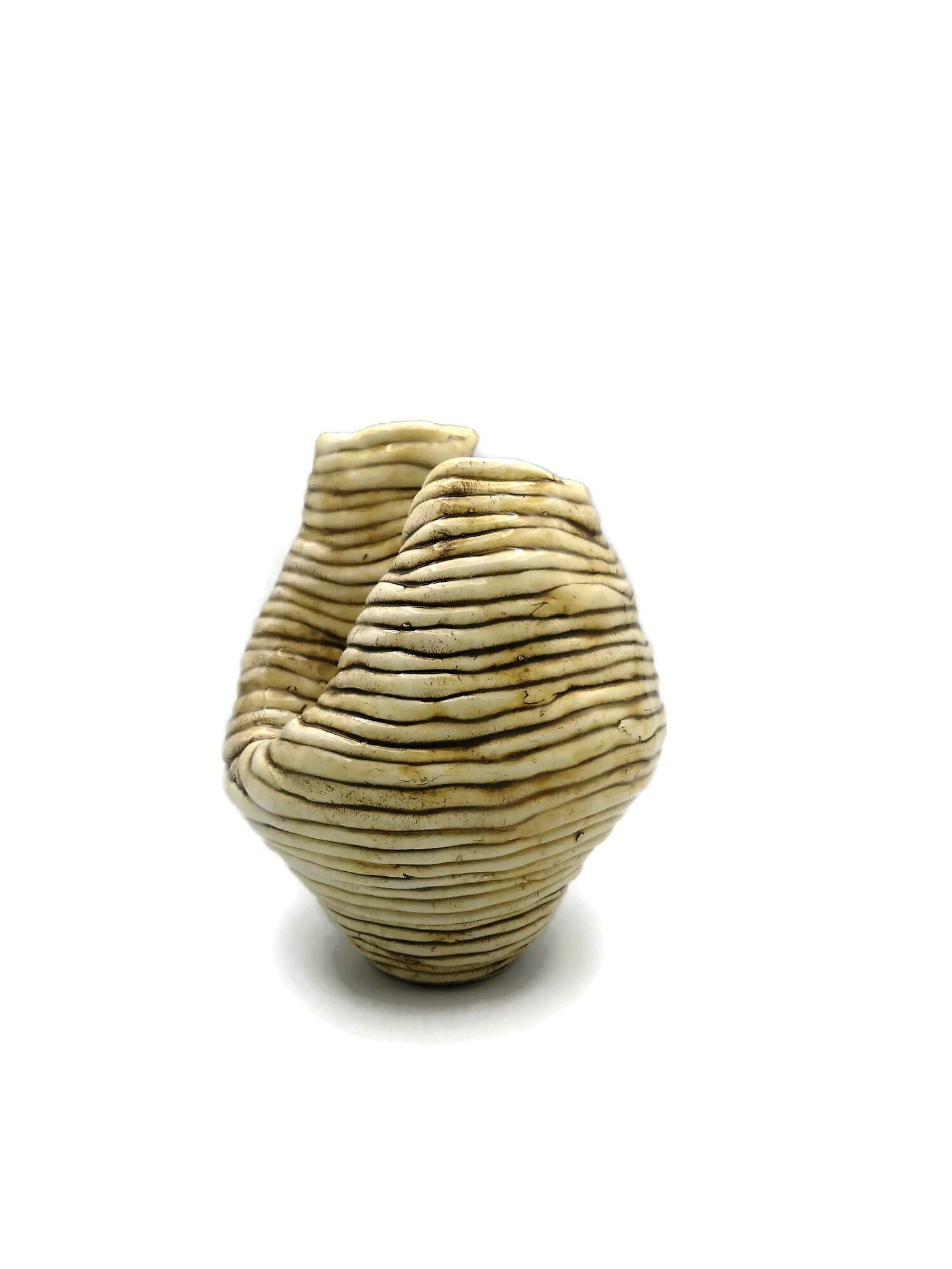 Sculptural Handmade Ceramic Vase, Pottery Vase Irregular Shape, Mom Birthday Gift, Mid Century Modern Abstract Sculpture Vessel - Ceramica Ana Rafael