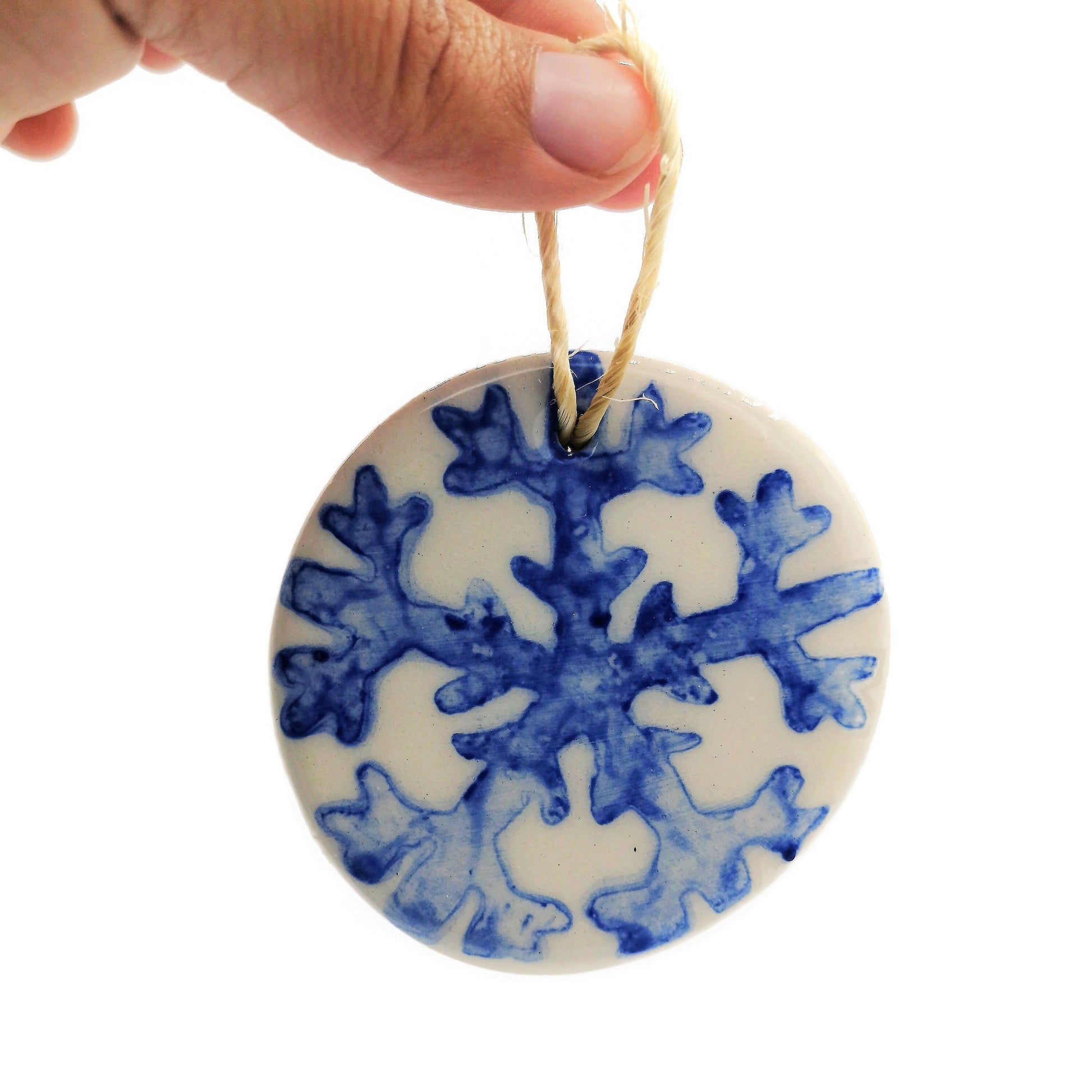 ceramic snowflake ornament, Christmas Presents, mom christmas gift, clay wall hanging, hostess gifts for friend, Clearance Items - Ceramica Ana Rafael