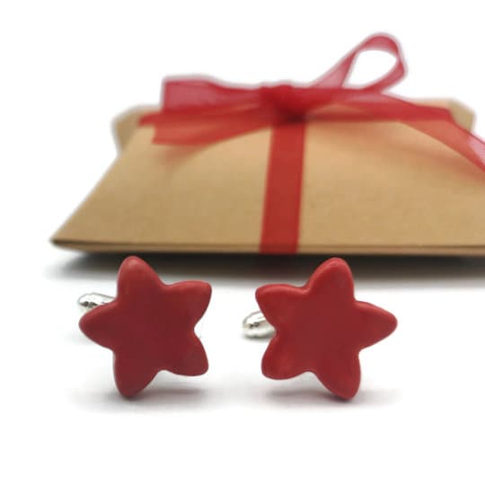Star Cufflinks For Men, 9th Wedding Anniversary Gift For Husband, Celestial Fathers Day Gift From Daughter, Cute Boyfriend Gift - Ceramica Ana Rafael