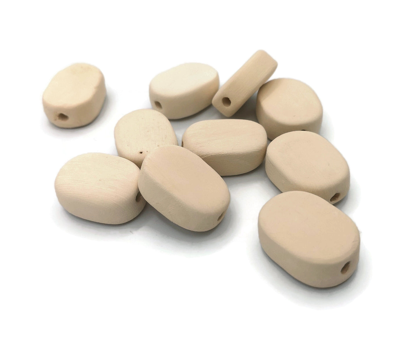 8/10Pcs Handmade Ceramic Beads For Jewelry Making. Large Hole, Oval Extra Large Ceramic Bisque Beads Ready To Paint, Craft Kits For Adults - Ceramica Ana Rafael