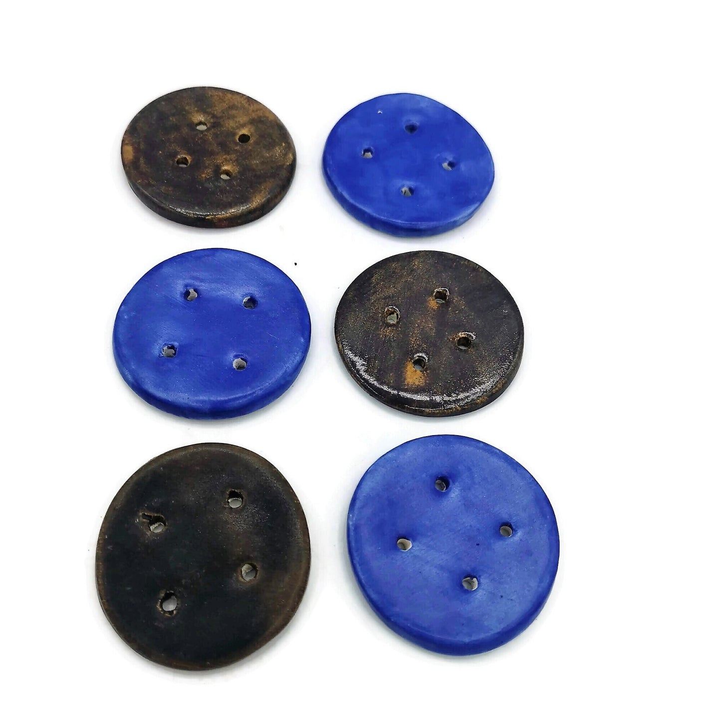 6Pc 55mm Extra Large Sewing Buttons For Crafts, Handmade Ceramic Round Novelty Buttons, Coat Button Lot For Clothes And Home Decor - Ceramica Ana Rafael