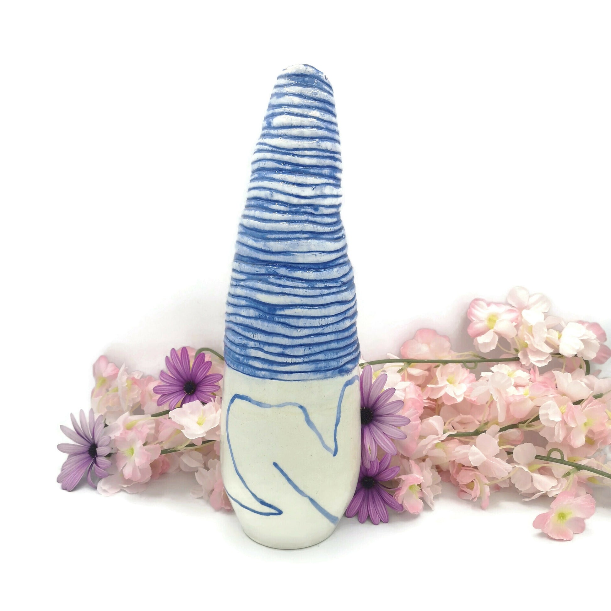 Tall Vase, Large Ceramic Sculptural Vase, 9 Years Wedding Anniversary Gift For Wife, Mom Birthday Gift From Daughter - Ceramica Ana Rafael