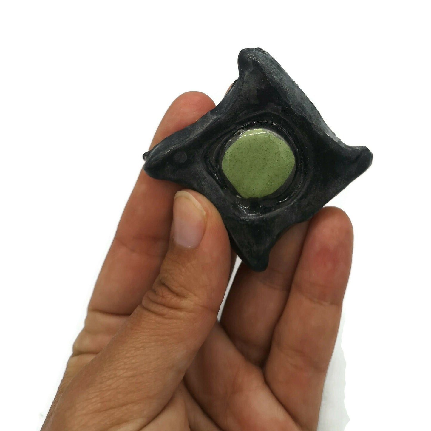 Black or Red Handmade Ceramic Brooch With Irregular Shape, Unique Brooch For Women, Hand Painted Clay Scarf Brooch Gift For Wife - Ceramica Ana Rafael