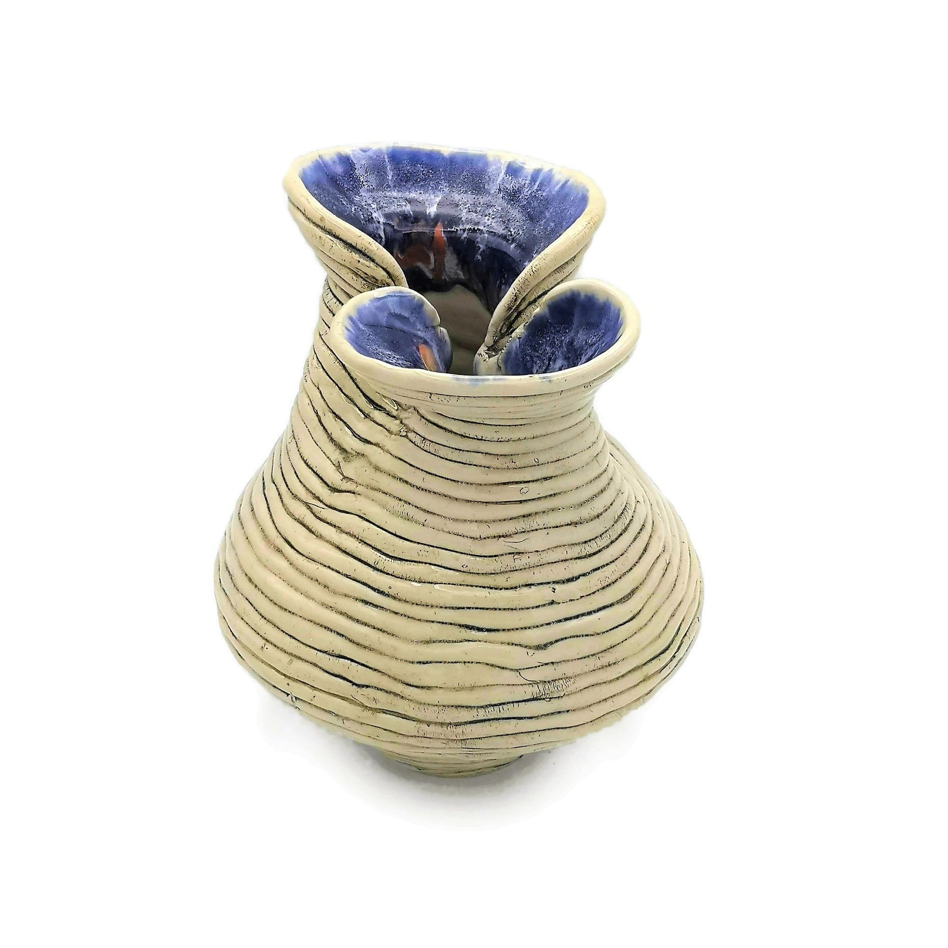 Tall Ceramic Sculpture, Modern Clay Sculpture, Sculptural Vase Textured For Table, Pottery Large Bud Vase, Contemporary Art Wedding Gift - Ceramica Ana Rafael