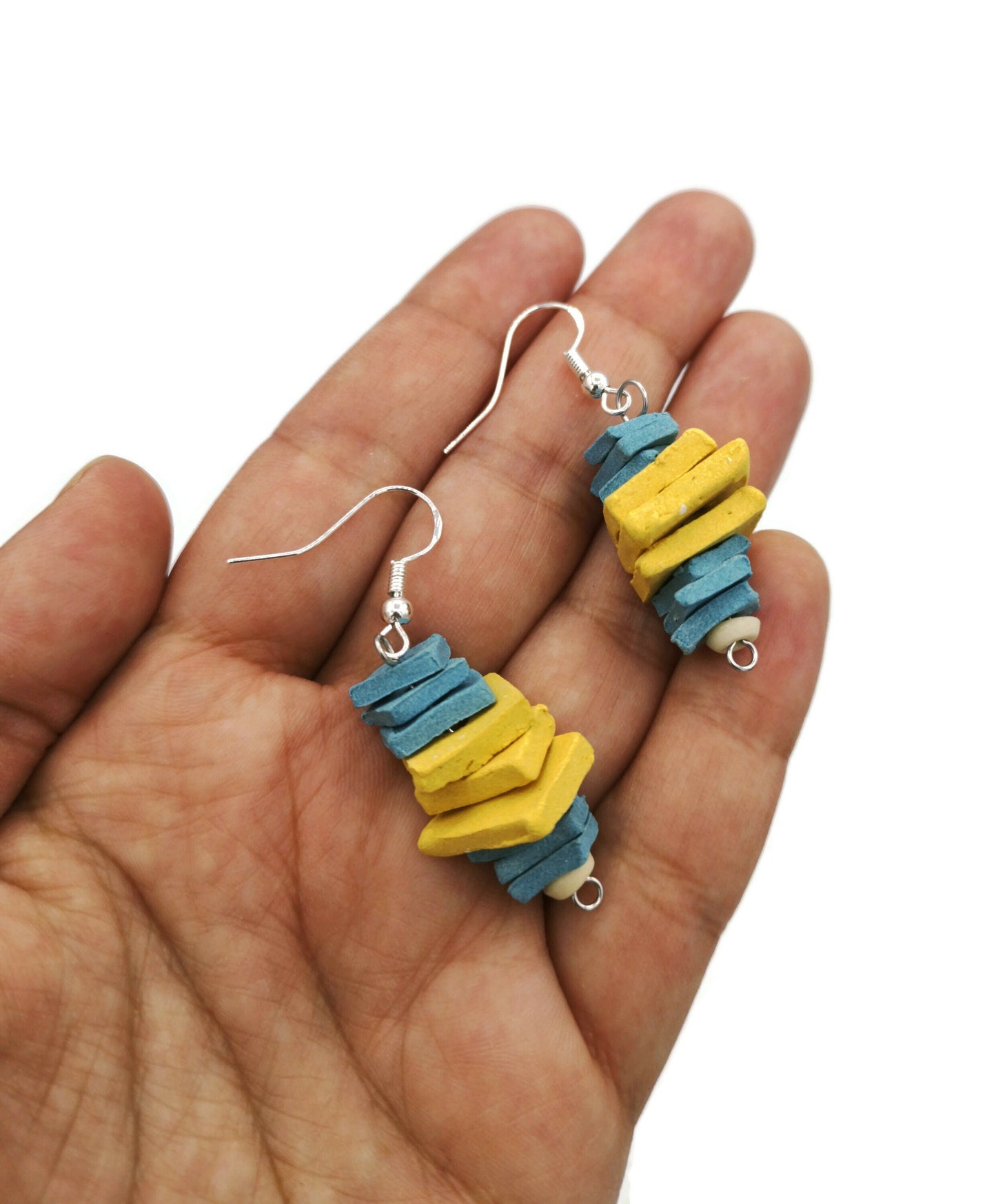 Aesthetic Sterling Silver Earrings Dangle For Women, Novelty Earrings 9th Anniversary Gift for Wife - Ceramica Ana Rafael