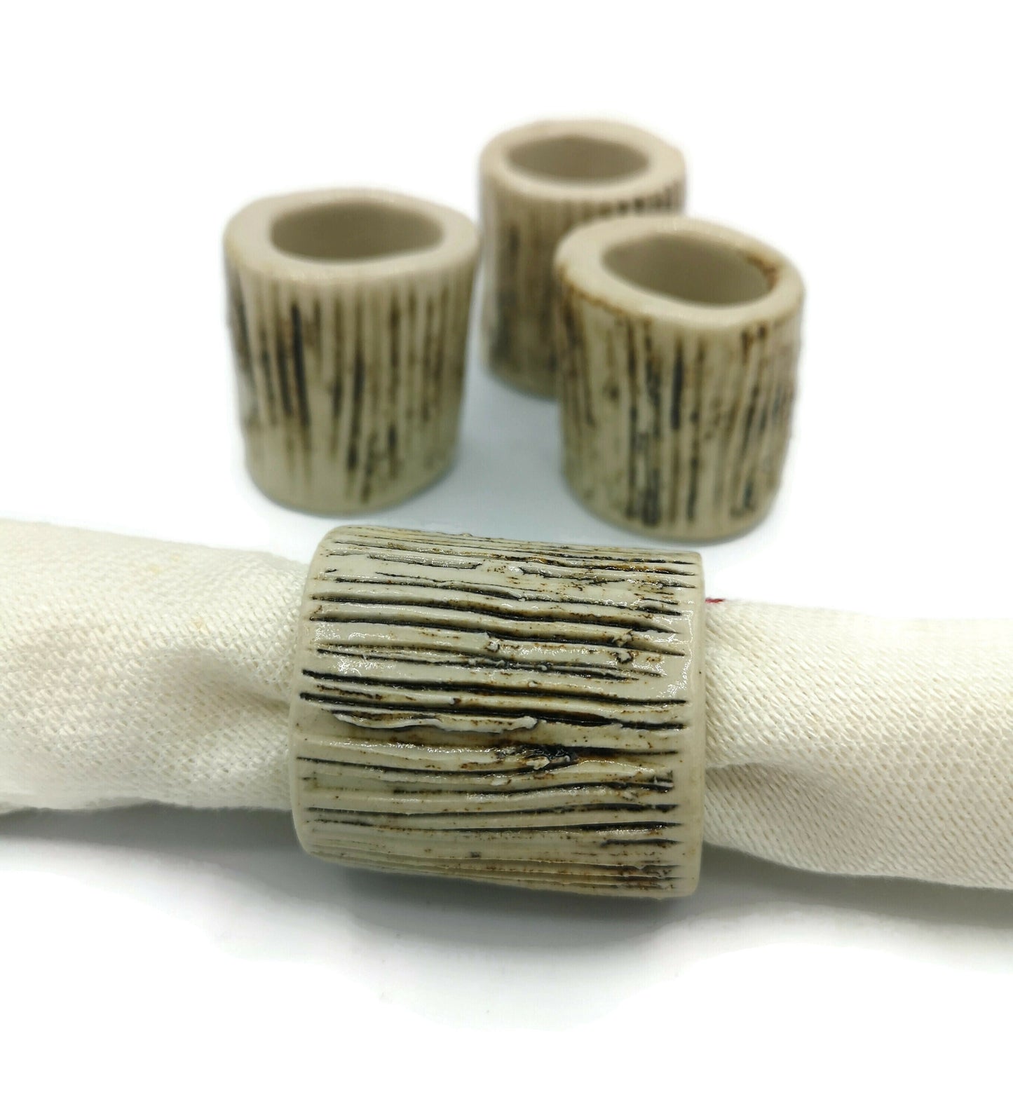 Set Of 4 Handmade Ceramics Autumn Napkin Rings, Housewarming Gift First Home, Fancy Best Gifts For Him, Decor Napkin Holder - Ceramica Ana Rafael