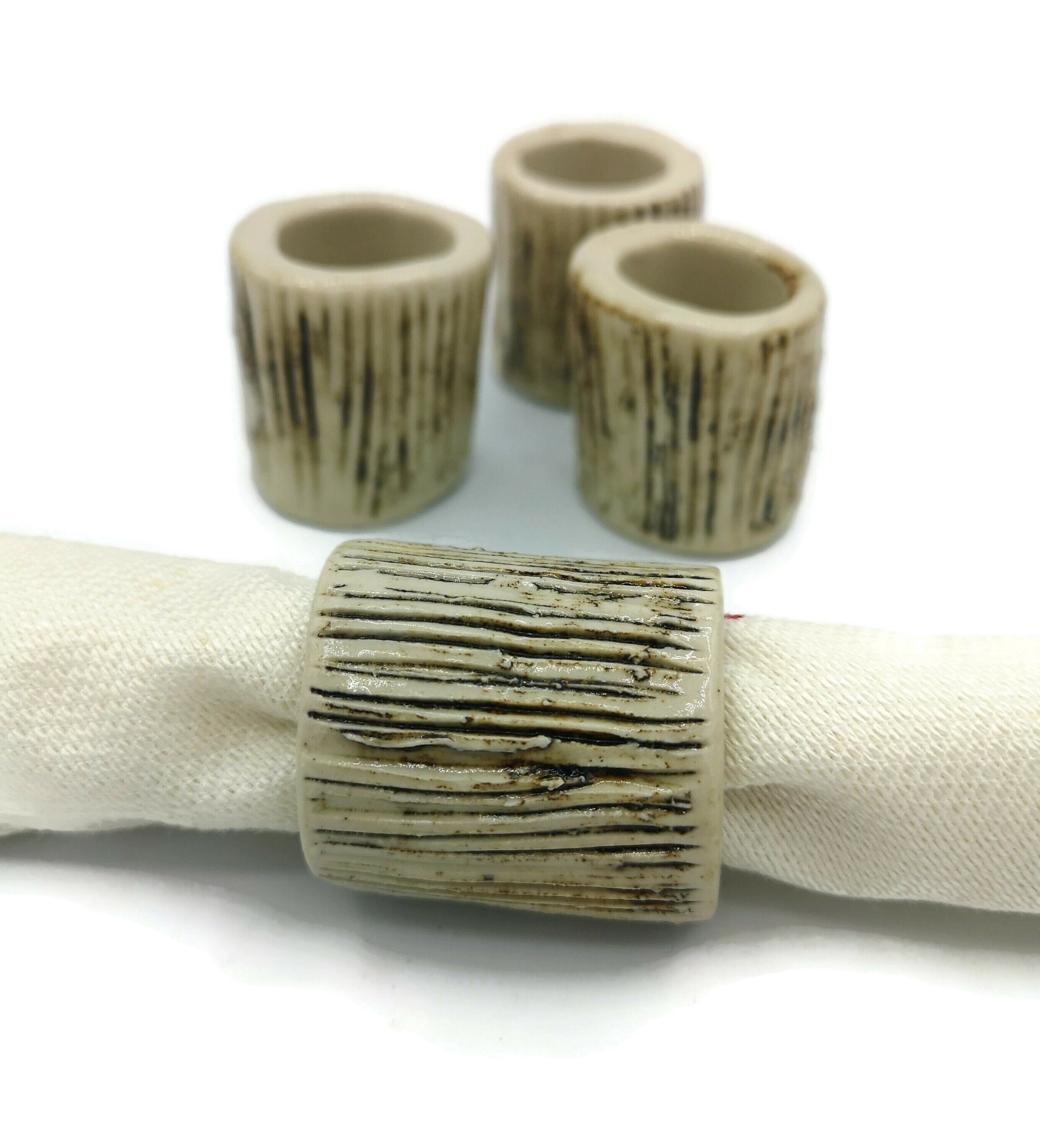 Set Of 4 Handmade Ceramics Autumn Napkin Rings, Housewarming Gift First Home, Fancy Best Gifts For Him, Decor Napkin Holder - Ceramica Ana Rafael