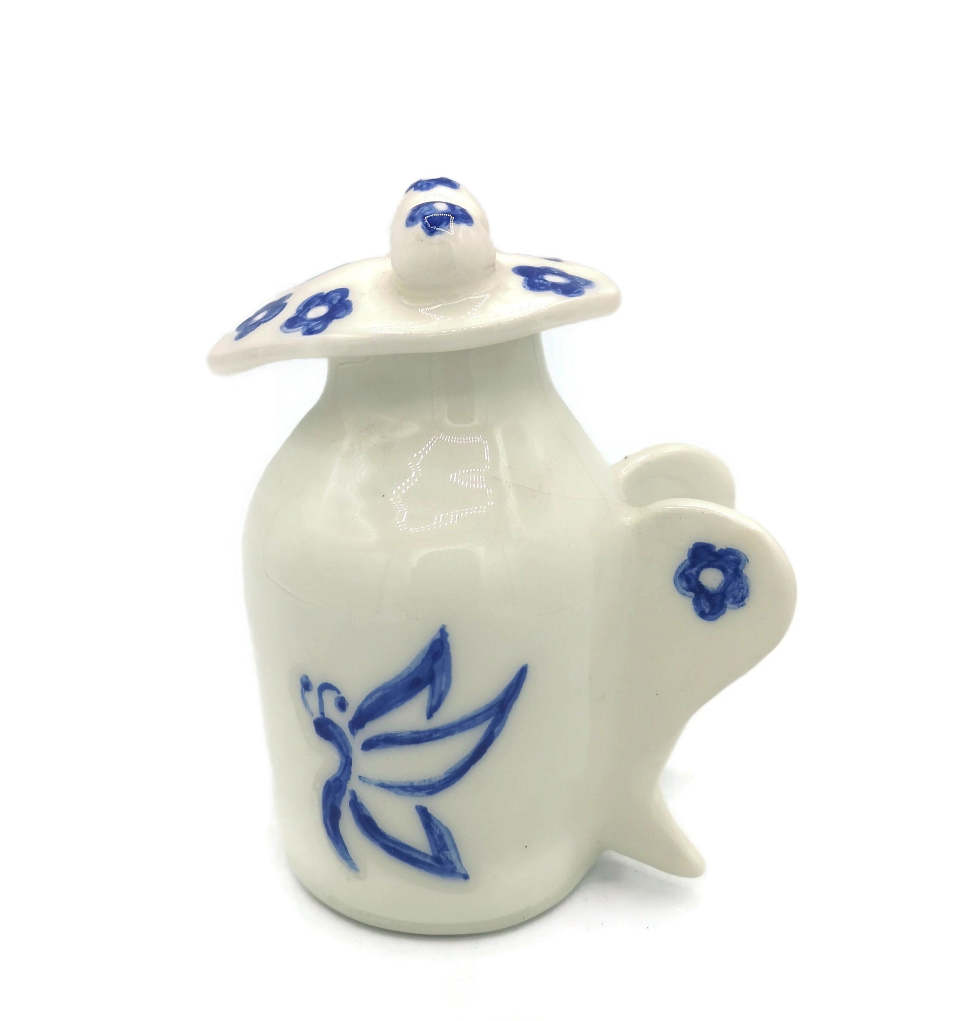 PITCHER WITH LID, Pottery Vase, Hand Painted Pitcher, Ceramic Jug, Iced Tea Pitcher, Small Pitcher, Ceramic Water Pitcher, Host Gift - Ceramica Ana Rafael