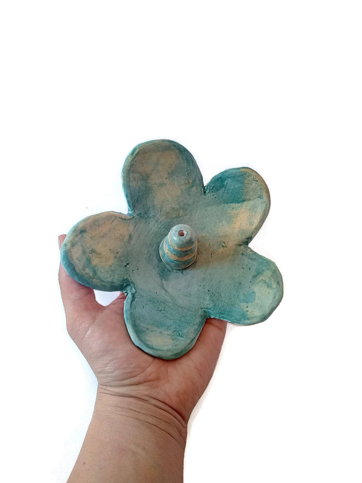 CLAY INCENSE HOLDER, Handmade Ceramic Incense Stick Holder, Flower Shaped Incense Burner, Smudge Stick Holder, Incense Ash Catcher - Ceramica Ana Rafael