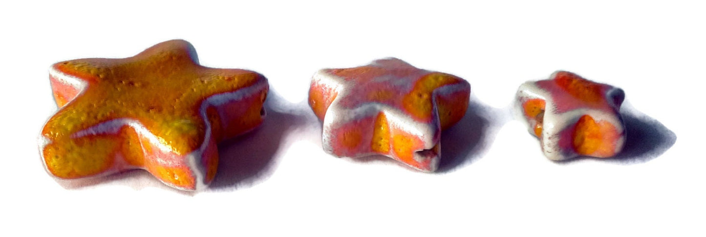 1Pc Handmade Ceramic Star Beads For Jewelry Making, Unique Clay Beads For Macrame, Large Beads, Unusual Porcelain Bead - Ceramica Ana Rafael