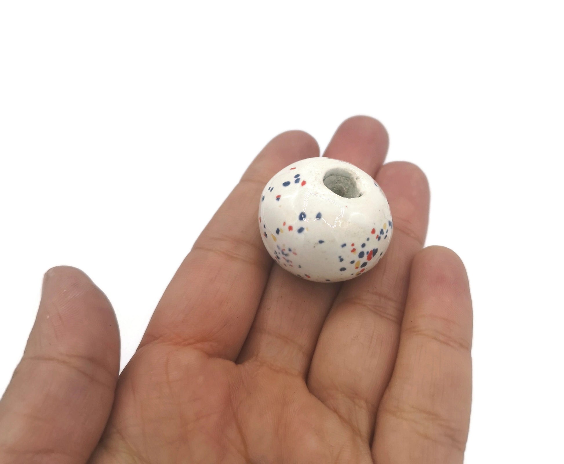 confetti beads for jewelry making supplies, large hole ceramic beads for macrame, unique bubblegum beads - Ceramica Ana Rafael