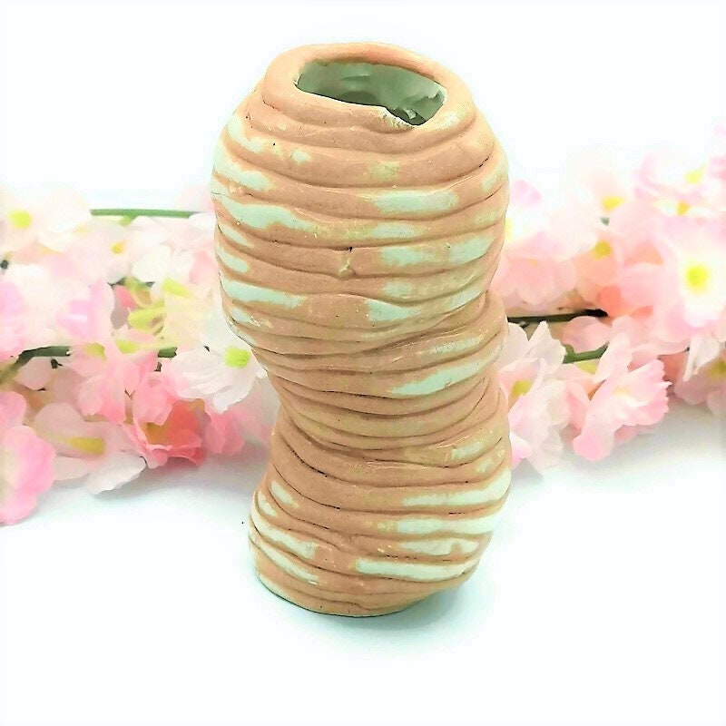 Handmade Ceramic Sculptural Flower Vase, Housewarming Gift New Home Pink Farmhouse Decor, Tall Boho Vase Unique Wedding Gift For Couple - Ceramica Ana Rafael