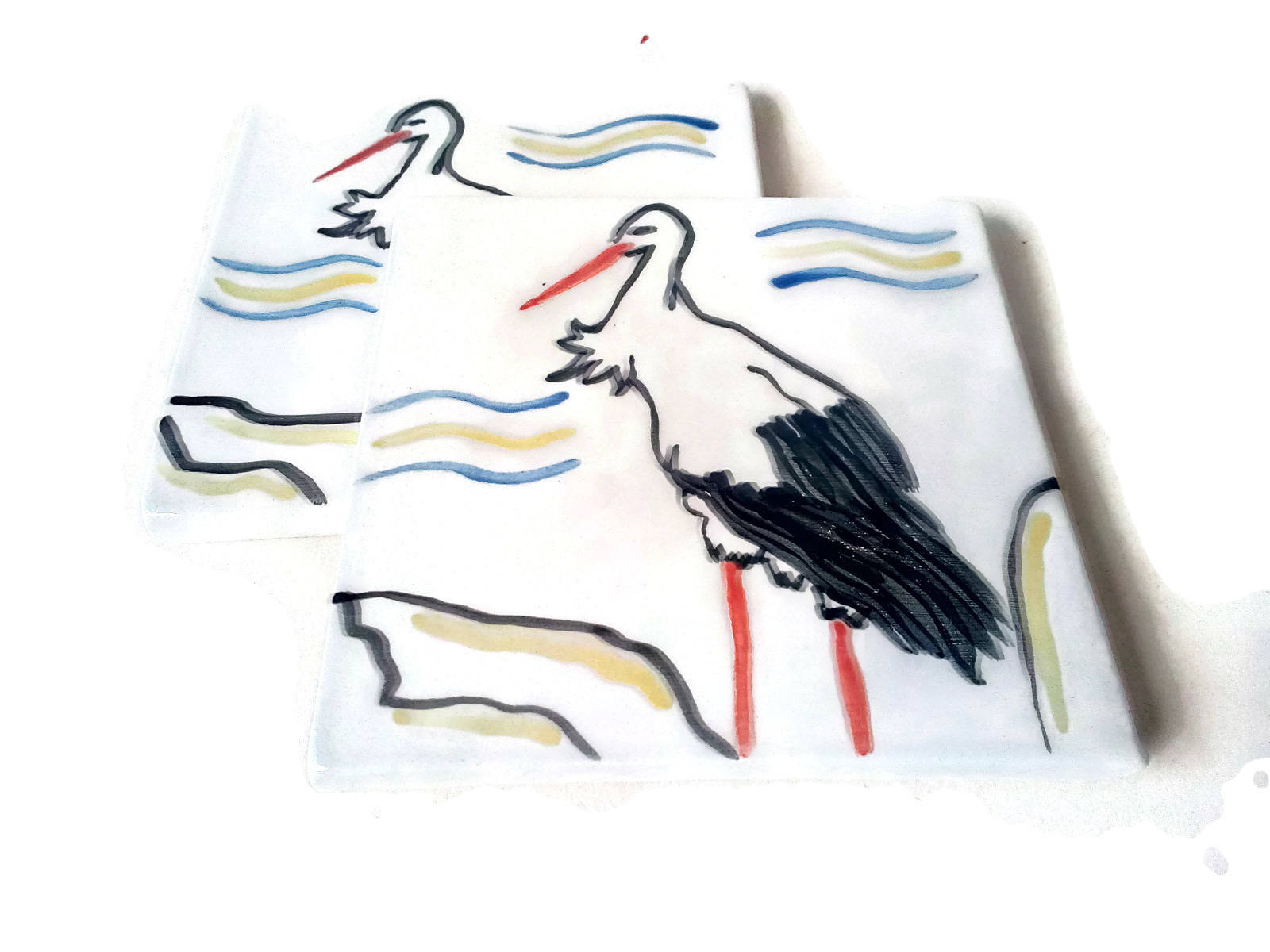 CERAMIC MOSAIC TILE Wall Art, Decorative Bird Tiles With Stork Design, Portuguese Gifts, Housewarming Gift First Home - Ceramica Ana Rafael
