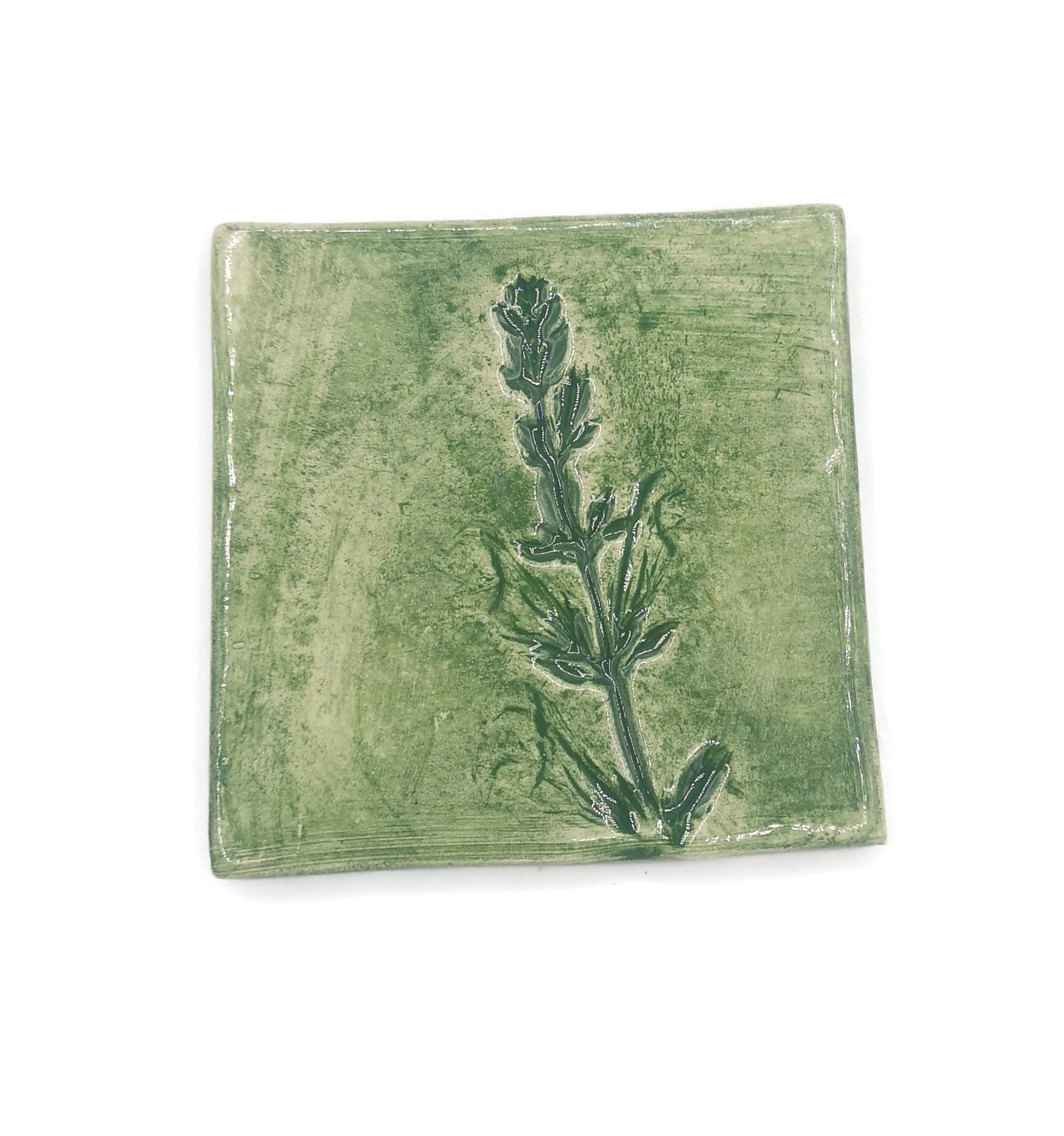 small ceramic tile, 9th anniversary gift for wife, sage flower wall art, birthday gifts for plant lover, plant dad gift, Secret Sister Gifts - Ceramica Ana Rafael