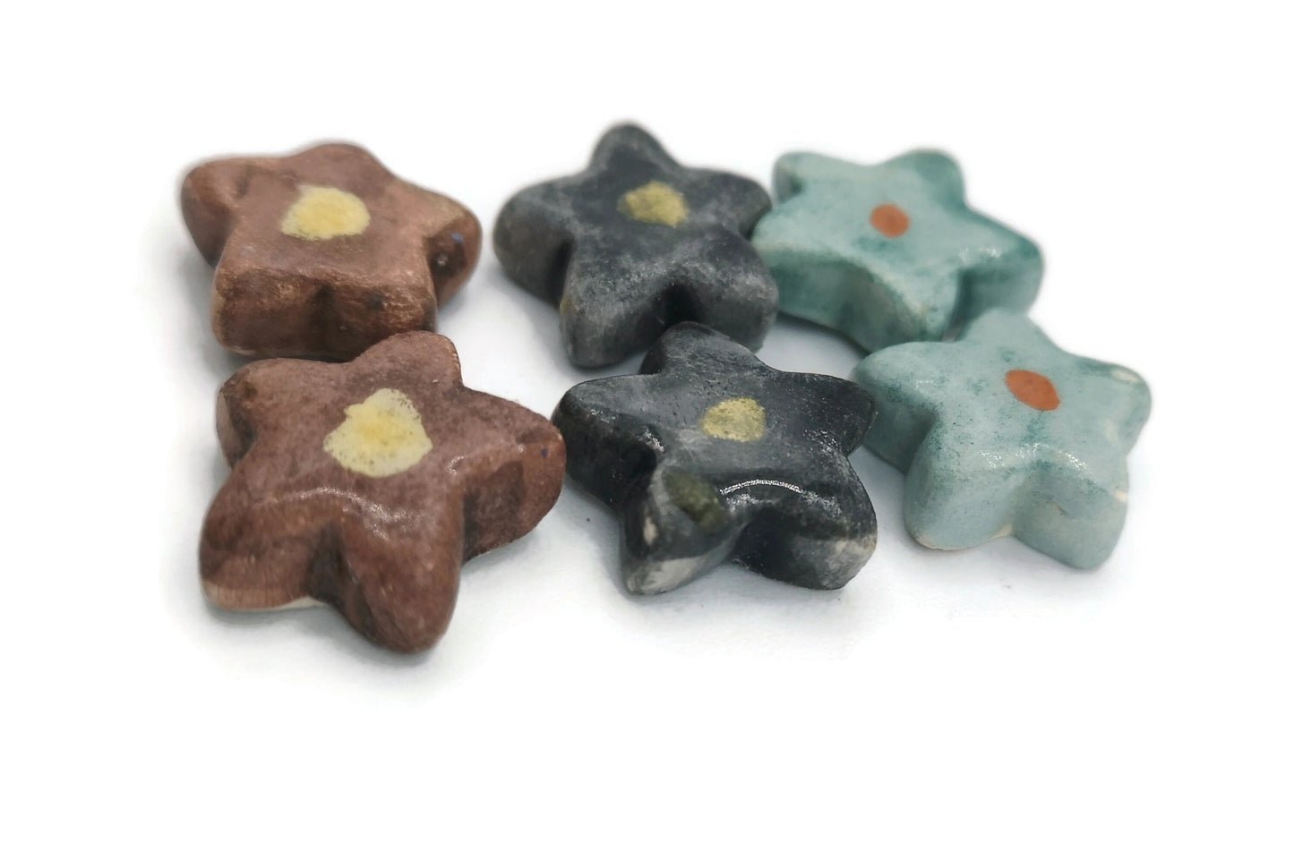 CUTE CABOCHONS, CERAMIC Jewelry, Assorted Cabochons, Set of 6 20mm Flatback Decorative No Hole Beads, Unique Gift For Mom - Ceramica Ana Rafael