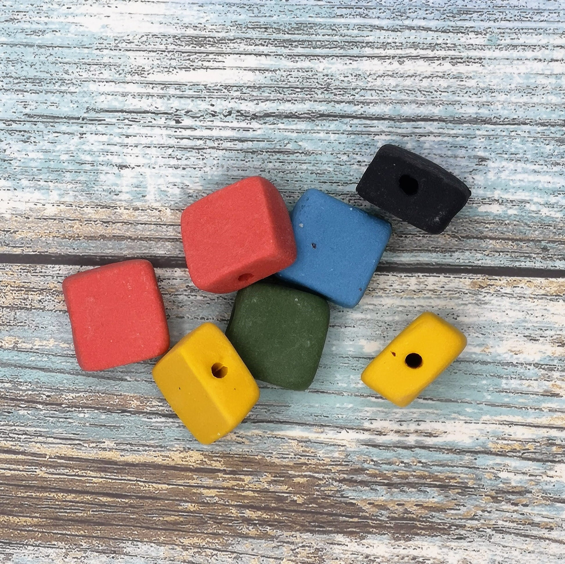 6Pc 15mm Ceramic Beads For Jewelry Making, Matte Assorted Beads For Bracelet, Clay Beads For Crafts, Handmade Macrame Beads Large Hole 2mm - Ceramica Ana Rafael