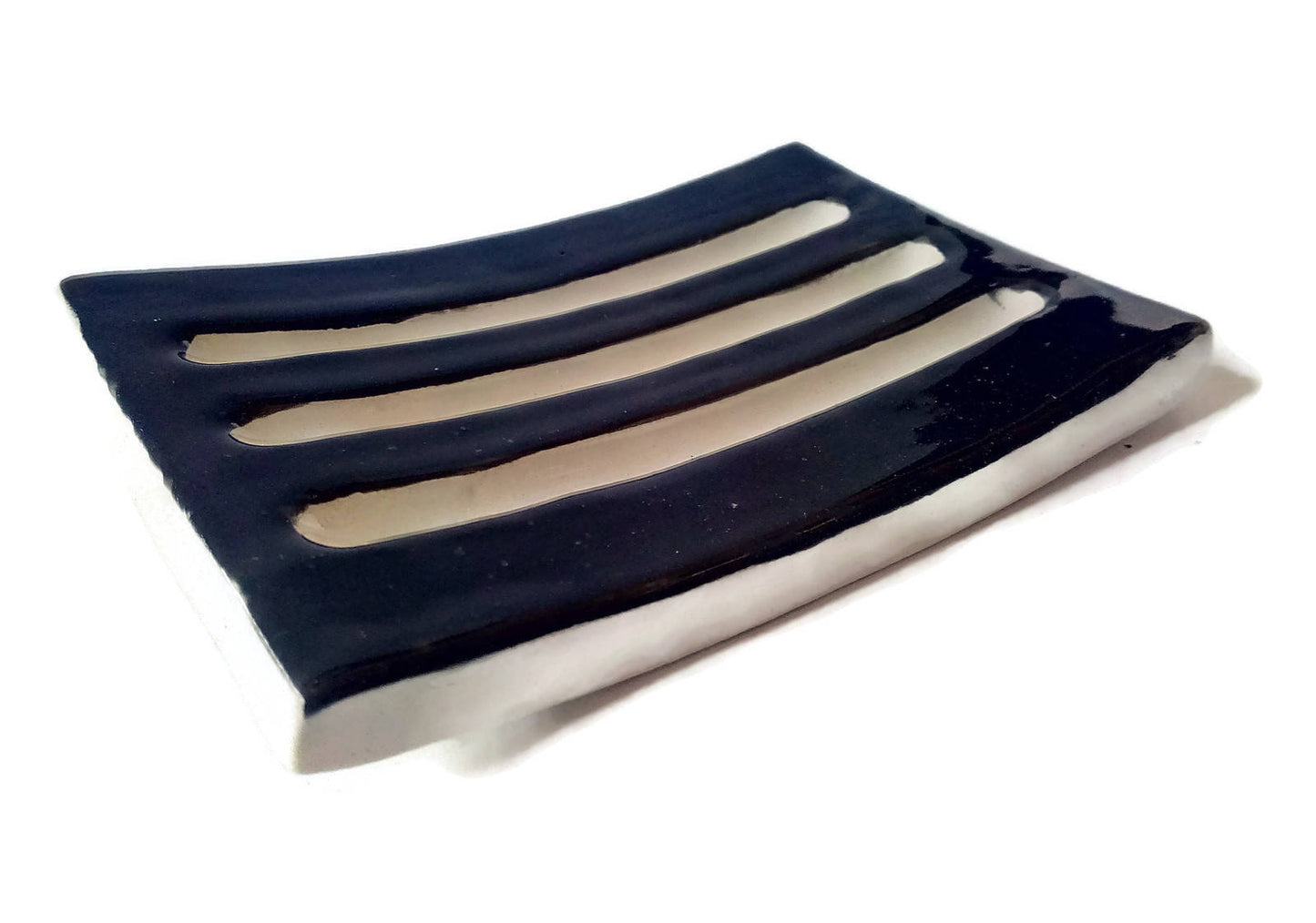 Handmade Ceramic Black And White Soap Bar Holder, Soap Saver Dish Soap Dispenser, Draining Pottery Soap Dish Decorative, Clay Soap Dish Tray - Ceramica Ana Rafael