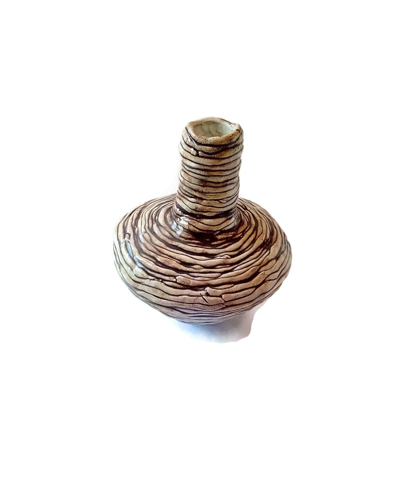 Handmade Pottery Sculptural Bud Vase, Decorative Objects Best Gifts For Him, Organic Ceramic Vase Textured, 9yh Anniversary Gift For Wife - Ceramica Ana Rafael