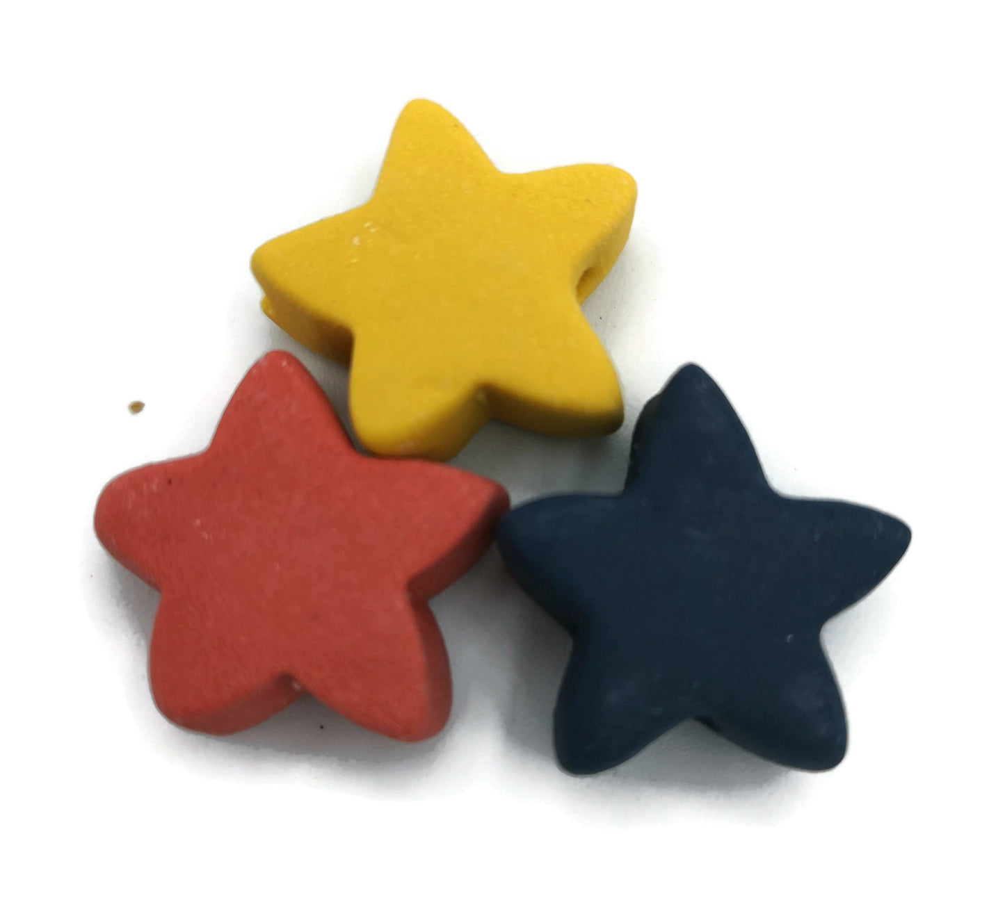 Handmade Ceramic Star Beads, Assorted Set Of 3 Ceramic Beads 2mm Hole, Large Colorful Jewelry Making Supplies - Ceramica Ana Rafael