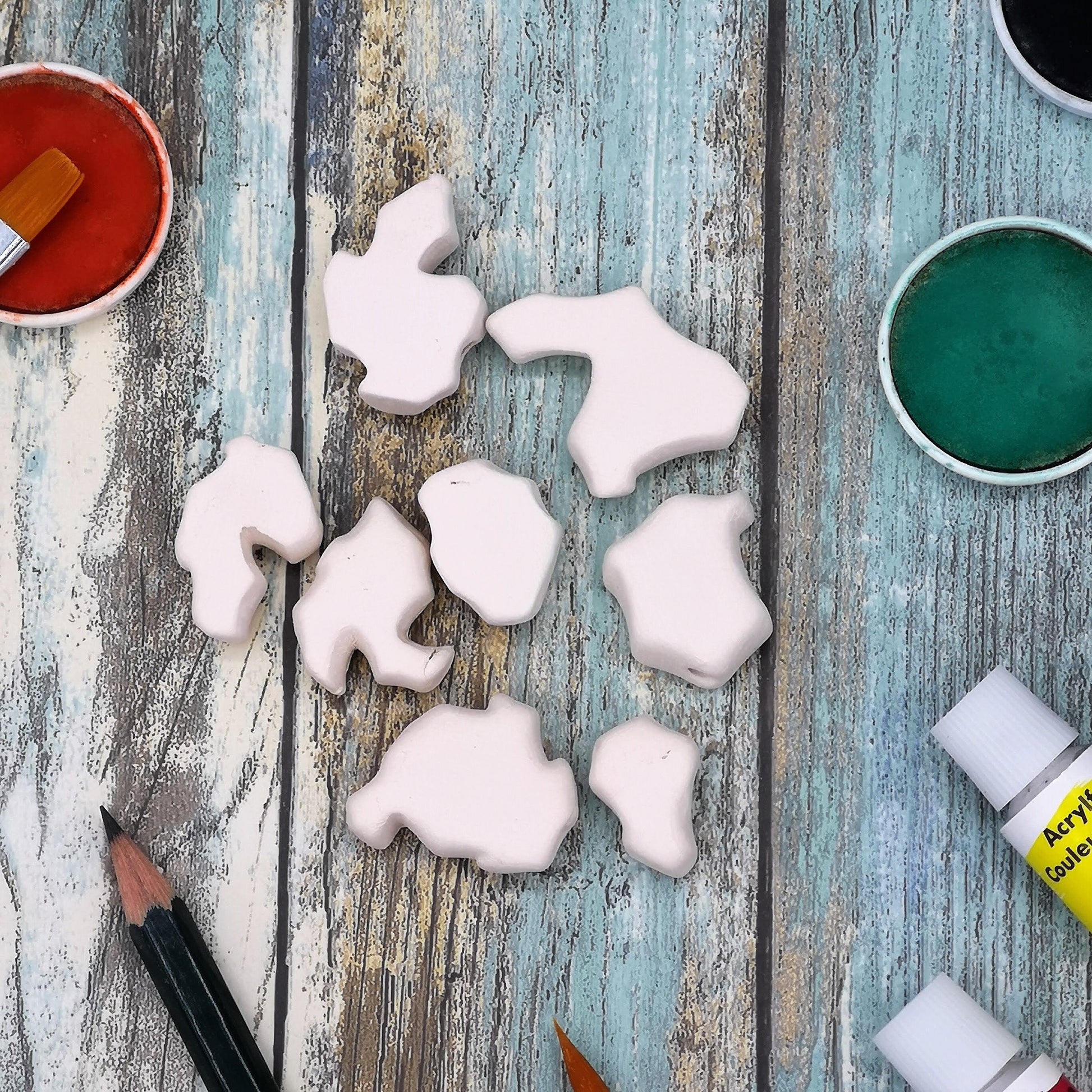 8Pc 15 to 35mm Assorted Extra Large Handmade Ceramic Bisque Beads Ready To Paint, Blank Clay Beads Jewelry Making, Macrame Beads Big Hole - Ceramica Ana Rafael