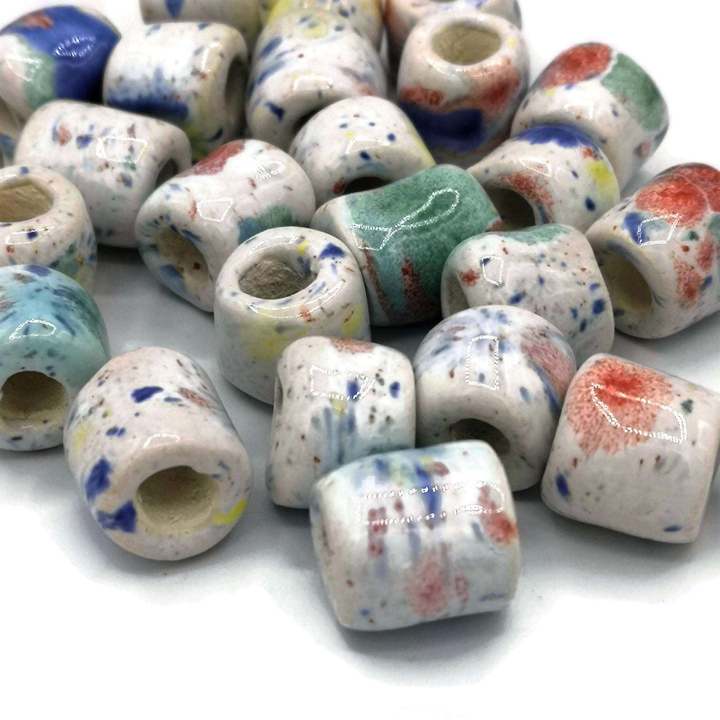 1Pc Ceramic Macrame Beads With Large Hole For Jewelry Making, Clay Tube Beads for Bracelets, dreadlock beads braid accessories