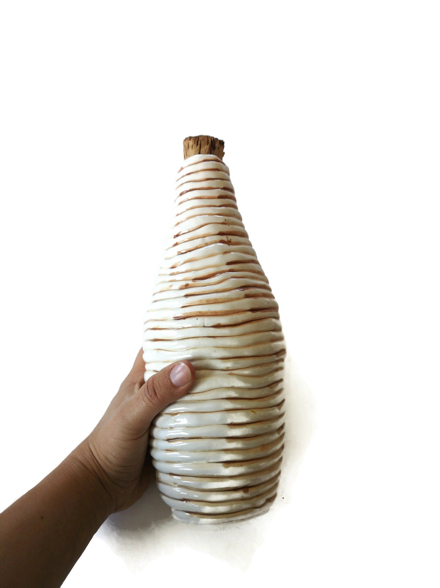 CERAMIC BOTTLES, DECORATIVE Bottles With Cork Stopper, Handmade Host Gift For Mom with Antique Look - Ceramica Ana Rafael