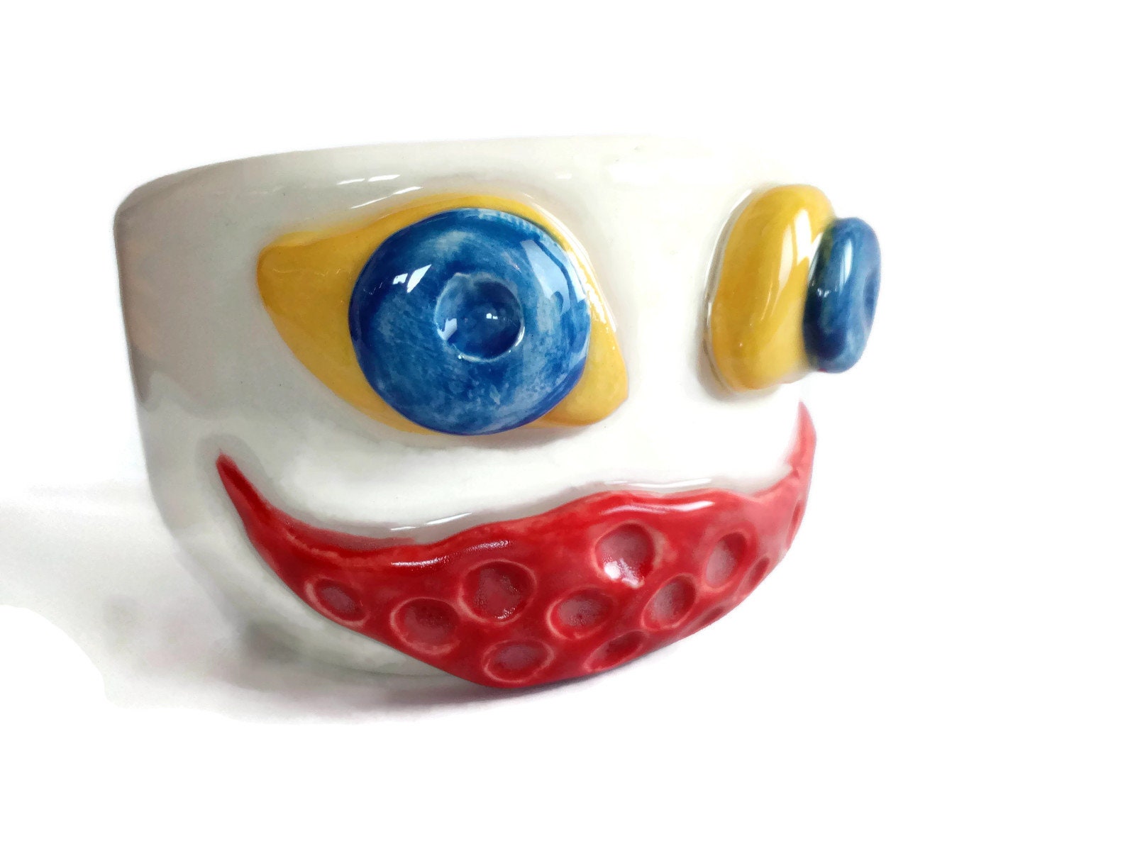 Handmade Ceramic Monster Coffee Mug Hand Painted, Unique Pottery Halloween Mugs For Women, Colorful Funny Face Horror Mug, Creative Creepy - Ceramica Ana Rafael