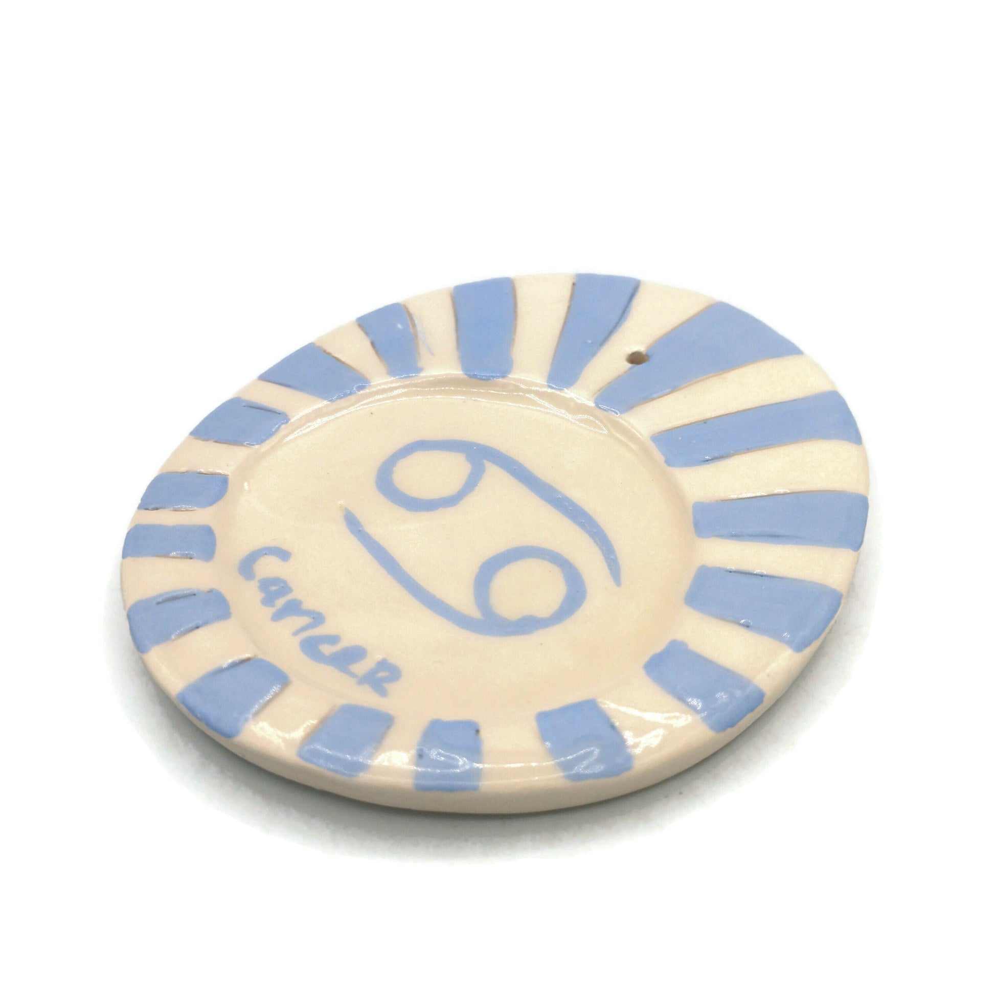 Handmade Ceramic Zodiac Incense Holder For Women Birthday Gift, Hand Painted White And Blue Incense Stick Burner for Cones, best sellers - Ceramica Ana Rafael