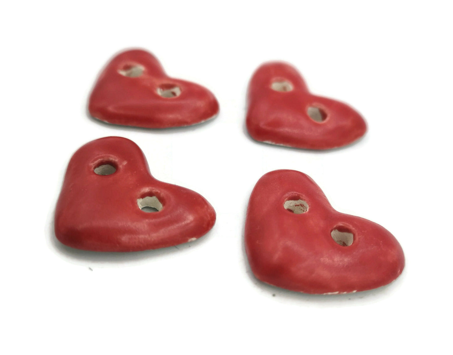 HEART BUTTON, NOVELTY Sewing Buttons, Set Of 4 Heart Shaped Buttons For Crafs, Ventines Day Decor - Ceramica Ana Rafael