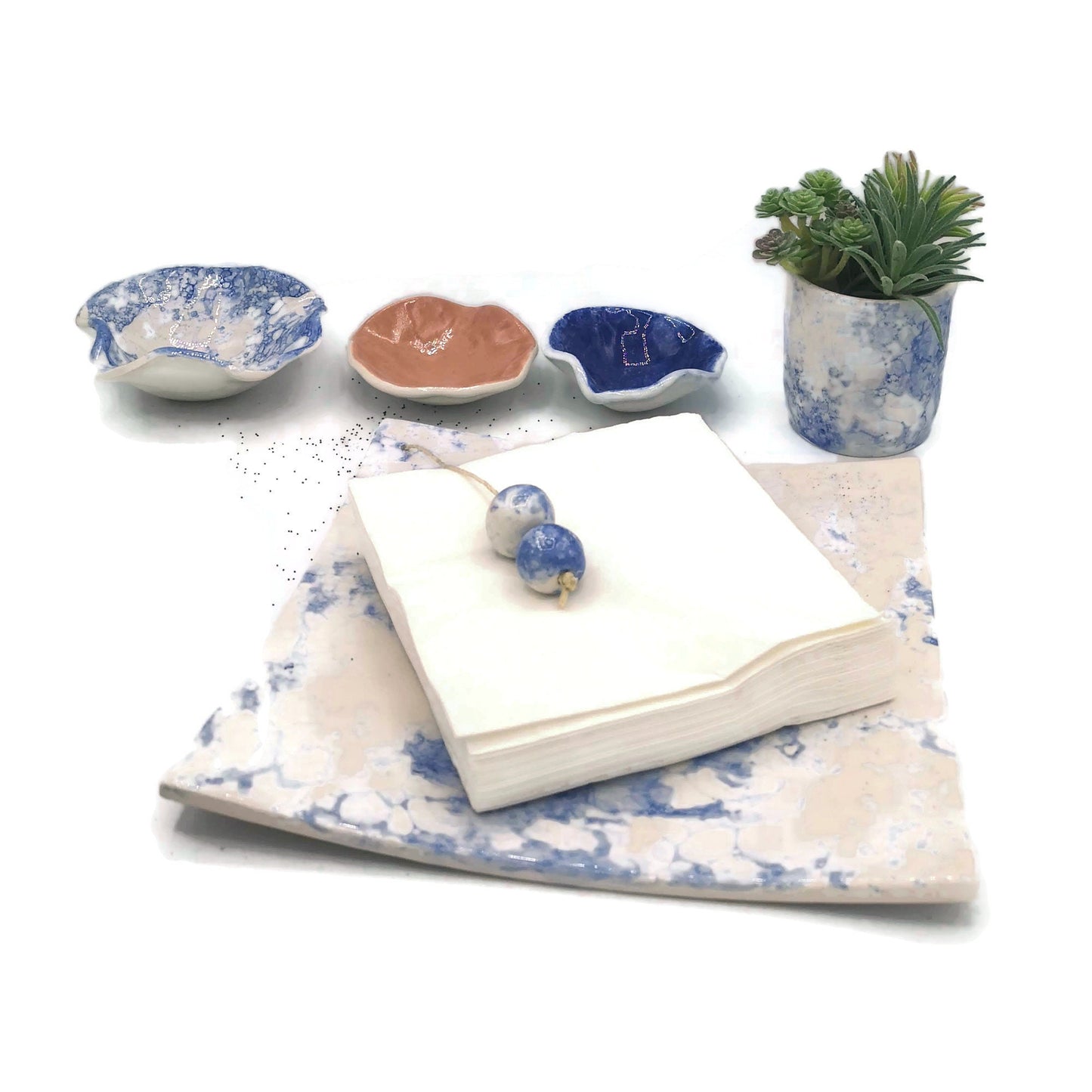 Dining Table Napkin Holder, Outdoor Dining Table Decor, Handmade Ceramic Square Napkin Holder, - Ceramica Ana Rafael