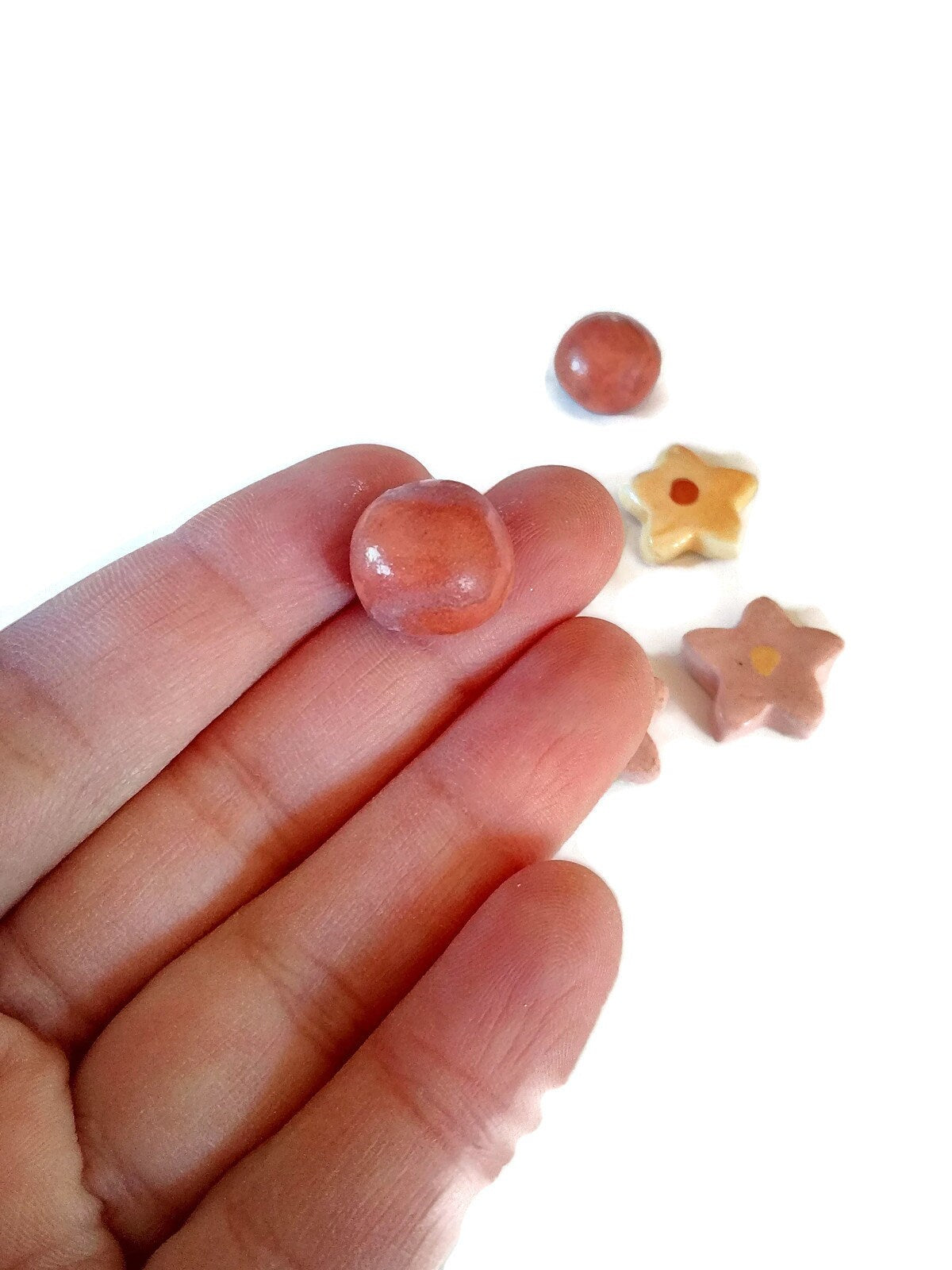 Assorted Cabochons For Jewelry making, Handmade Ceramic Beads Without Hole, Round Cabochon - Ceramica Ana Rafael