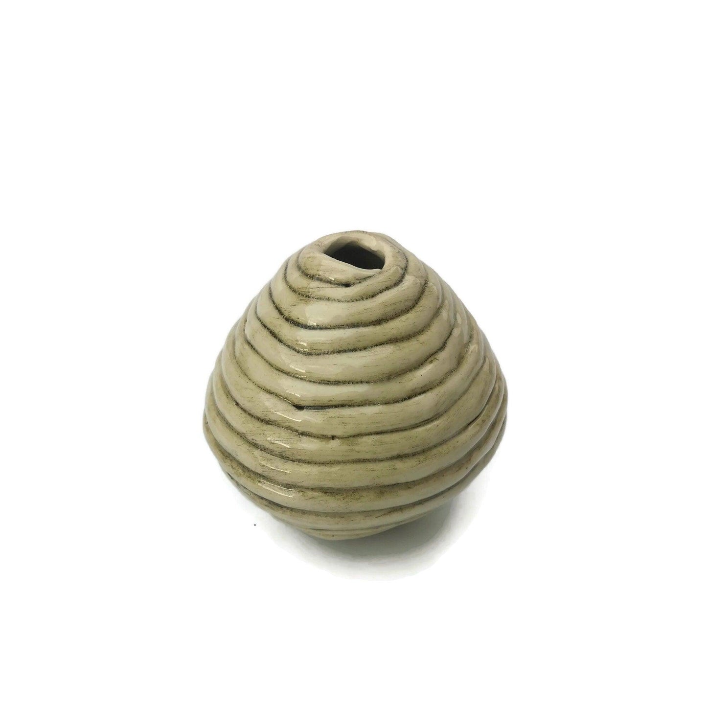 1Pc Handmade Ceramic Beads, Giant Macrame Beads 12cm/4.7in Diameter, Textured Round Ball Ornaments Large Hole Beads, Clay Beads - Ceramica Ana Rafael