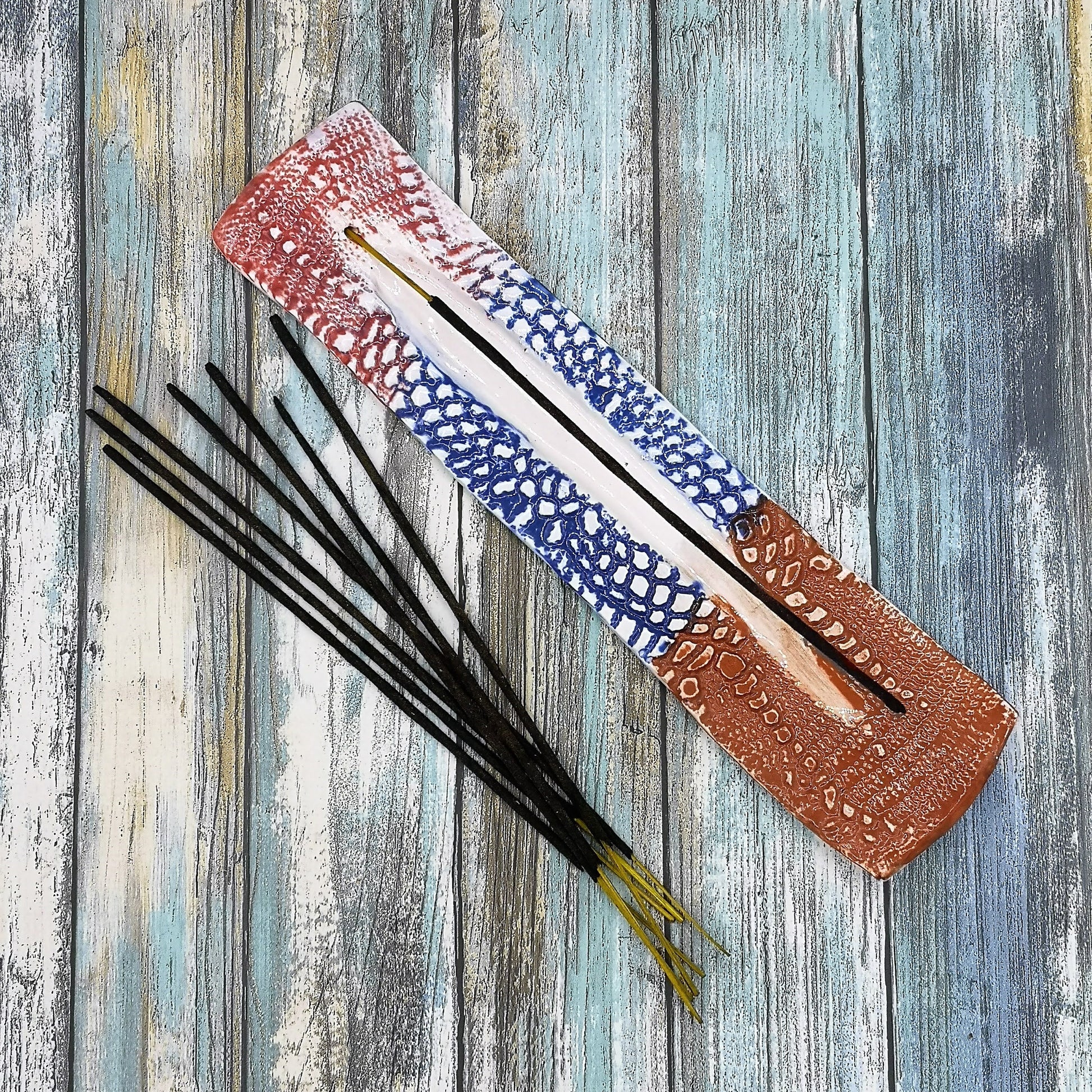 Handmade Ceramic Incense Stick Holder Unique, Contemporary Hand-Painted Pottery Incense Burner And Ash Tray Catcher, Birthday Gift Idea - Ceramica Ana Rafael