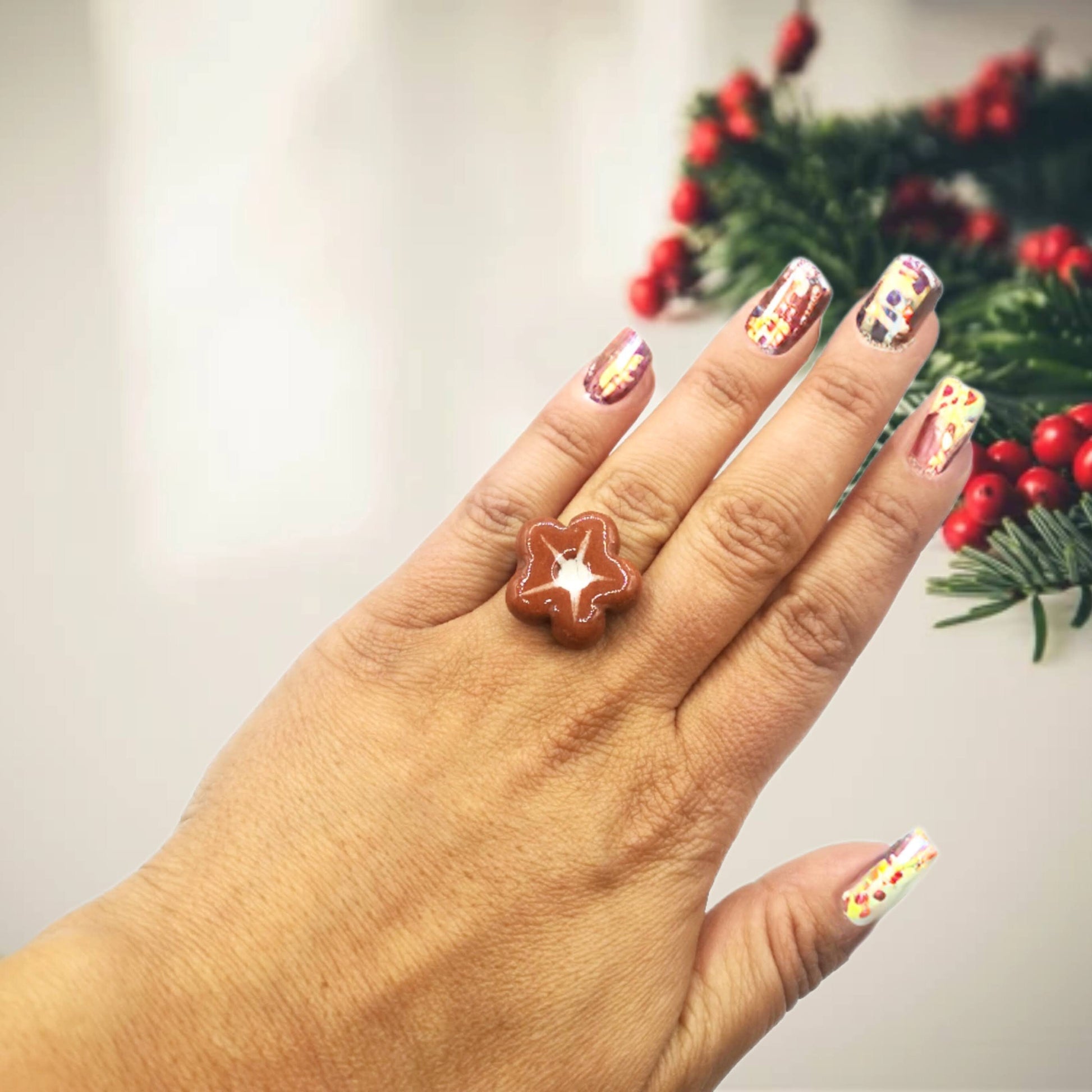 Handmade Large Statement Terracotta Flower Ring For Women, Unique Stainless Steel Adjustable Ring, Best Birthday Gifts For Her - Ceramica Ana Rafael