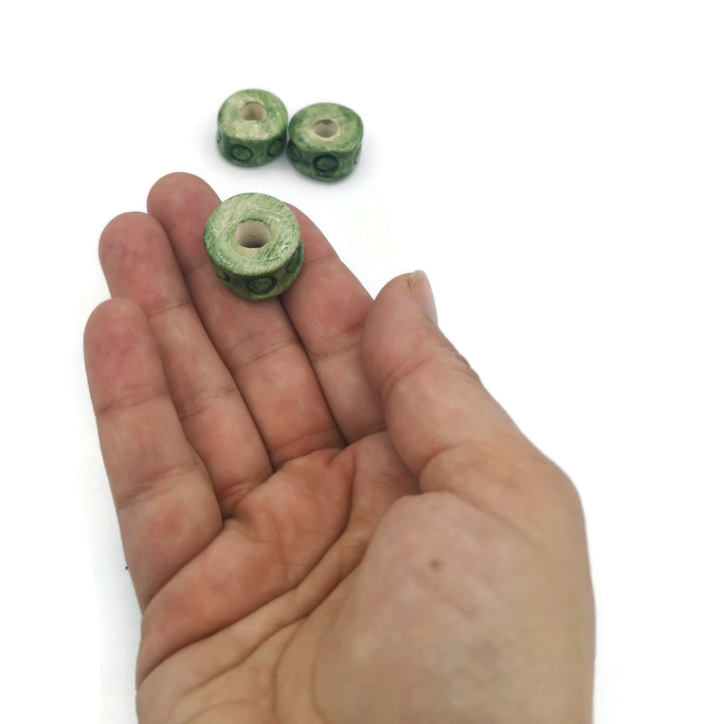 LARGE HOLE BEADS For Jewelry Making, Set Of 3 Clay Long Tube Beads For Macrame Or Dreadlock - Ceramica Ana Rafael