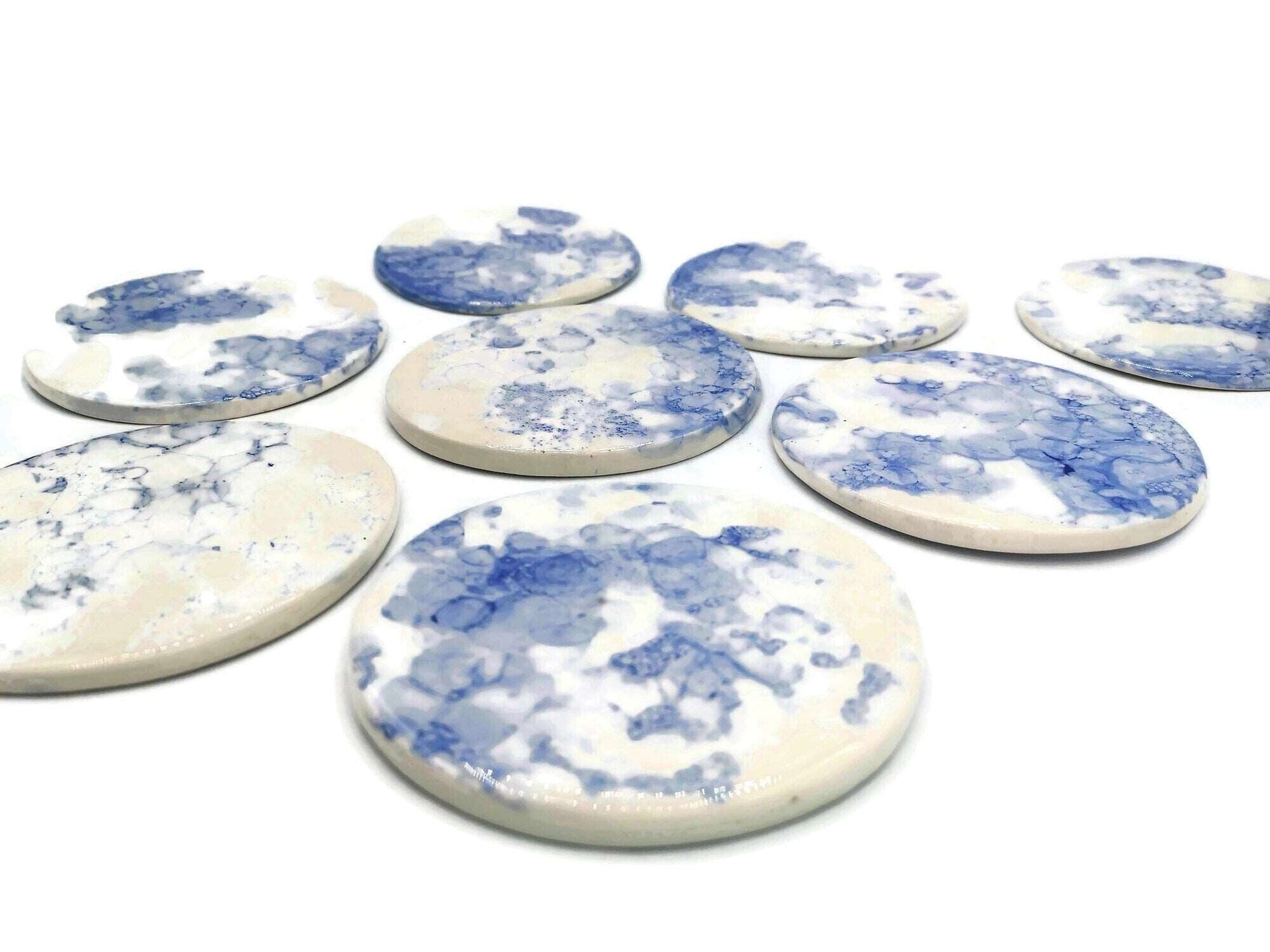 1Pc Handmade Ceramic Coasters, Modern Round Shaped Tile For Office Desk Decor, Mothers Day Gift From Daughter, Housewarming Gift First Home