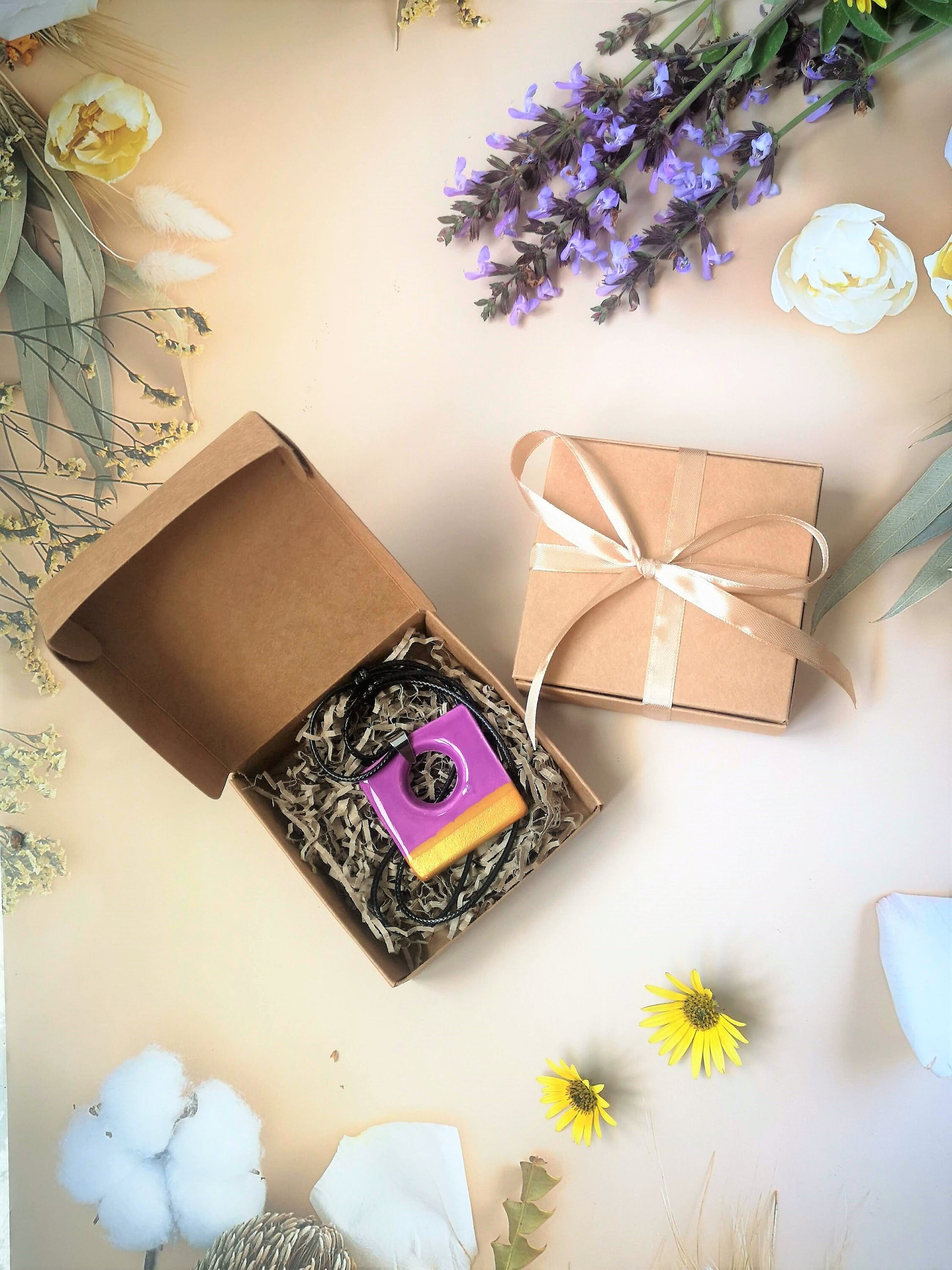 Geometric Statement Necklace Pendant for Women, Handmade Ceramic Jewelry Best Gifts For Her, Personalized Mother's Day Gift For Grandma - Ceramica Ana Rafael