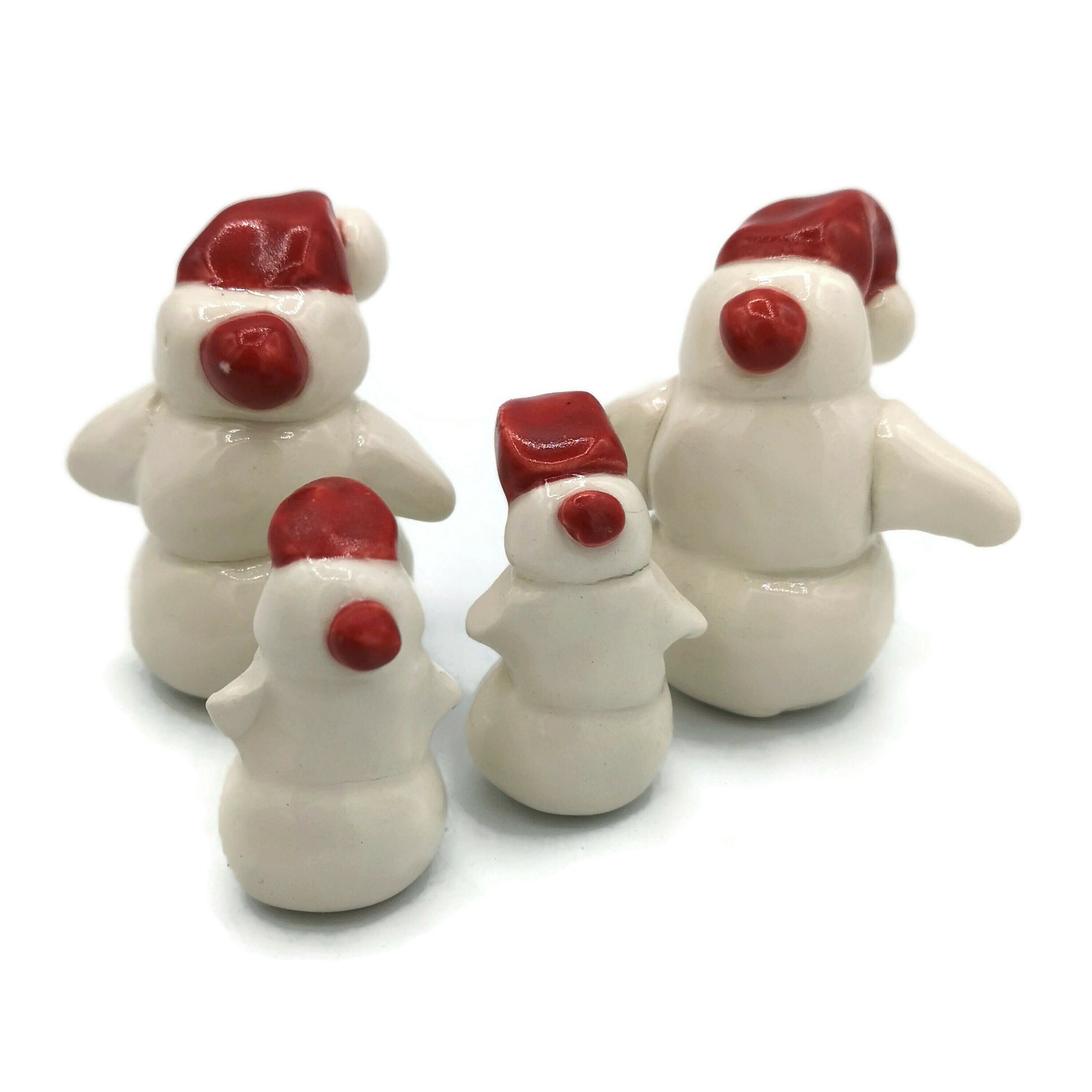 Miniature snowman ornament, Gifts For Her Christmas, ceramic snowman figurine, mom christmas gift, Clearance Items, cake topper - Ceramica Ana Rafael