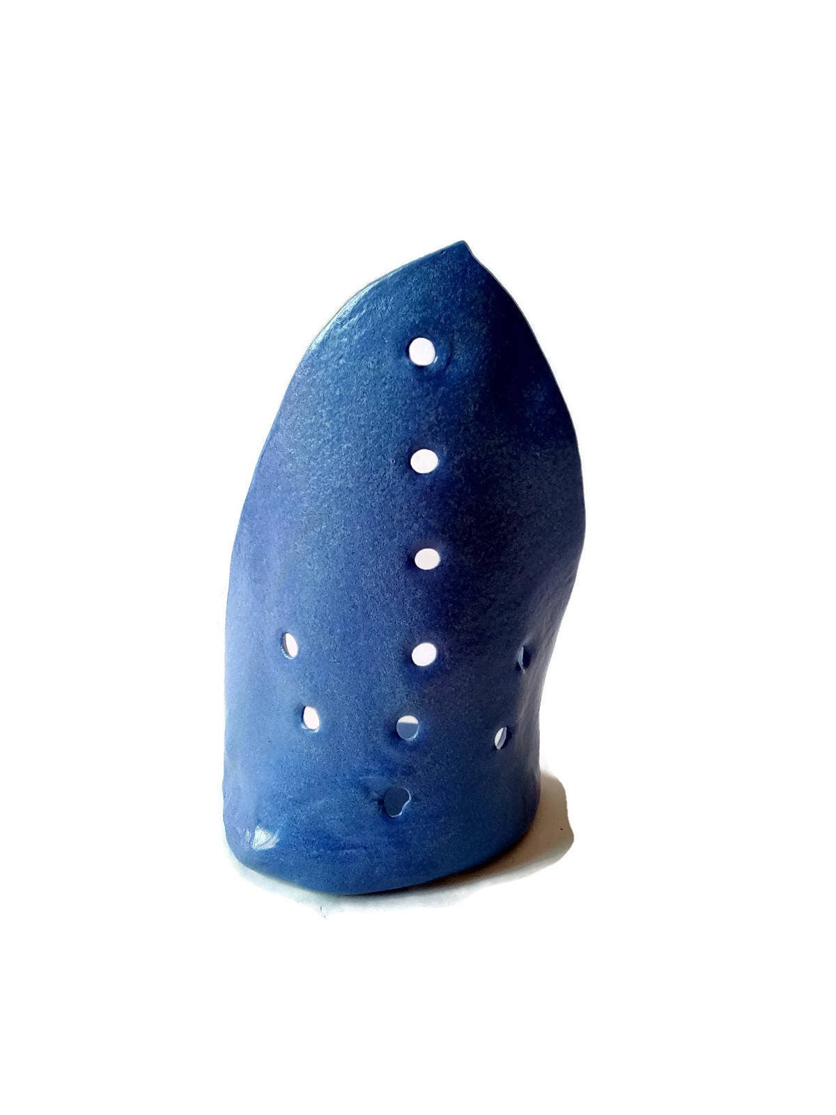 Blue Handmade Ceramic Votive Candle Holder, Candle Stand, Pottery Office Desk Accessories For Women, Best Friend Gift, Mom Birthday Gift - Ceramica Ana Rafael