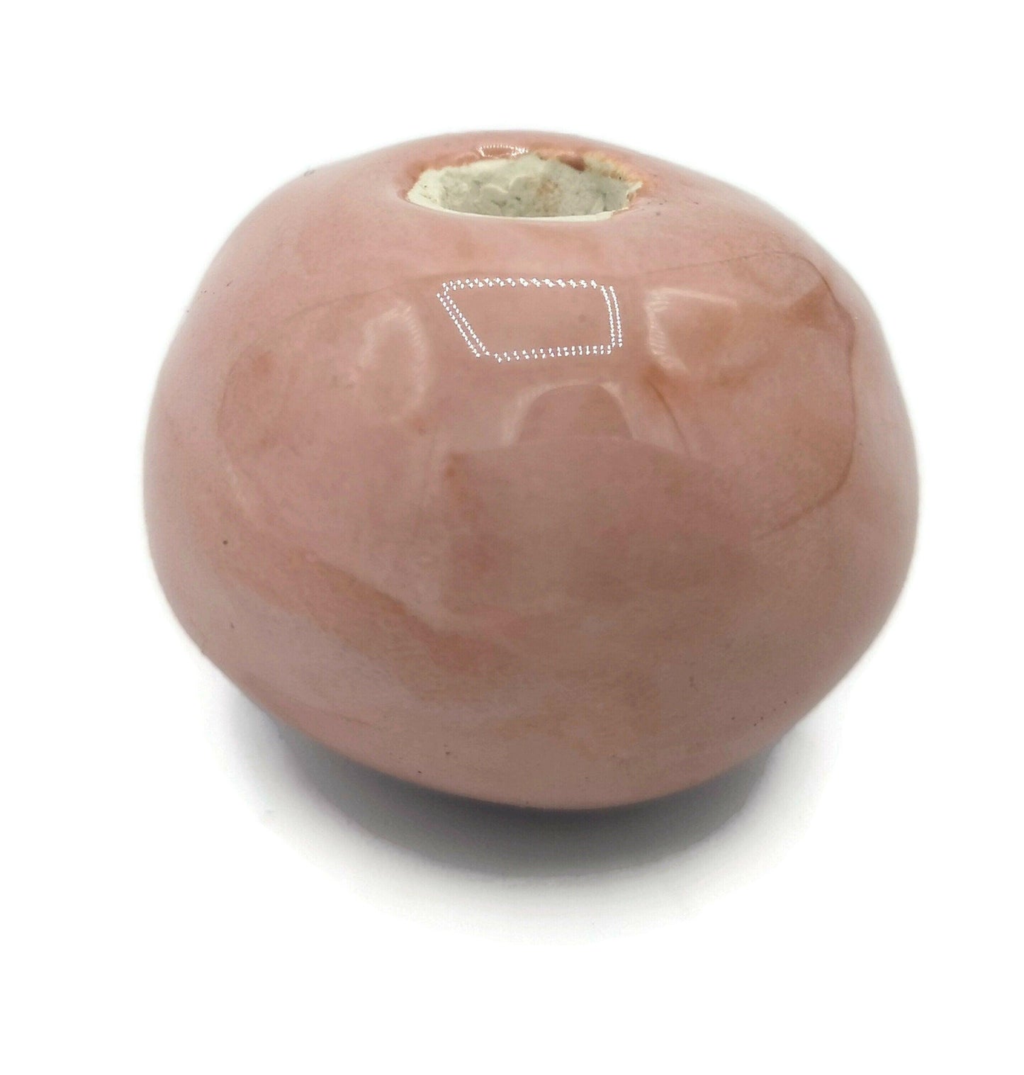 1 Pc Coral Pink Handmade Ceramic Beads Large Hole, Clay Beads For Macrame Or Jewelry Making, Giant Beads - Ceramica Ana Rafael